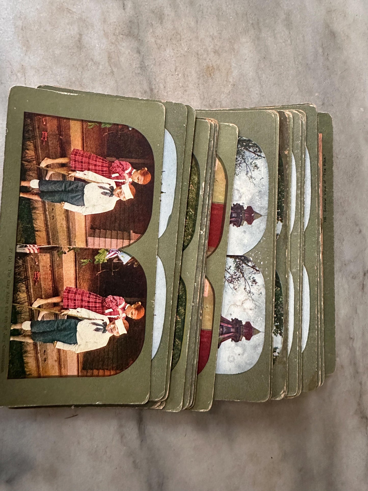 Antique Stereoview Photo Cards Set of 25 | Vintage Stereographs Collection | Early 1900s 3D View Cards | Travel, Scenic & Genre Images