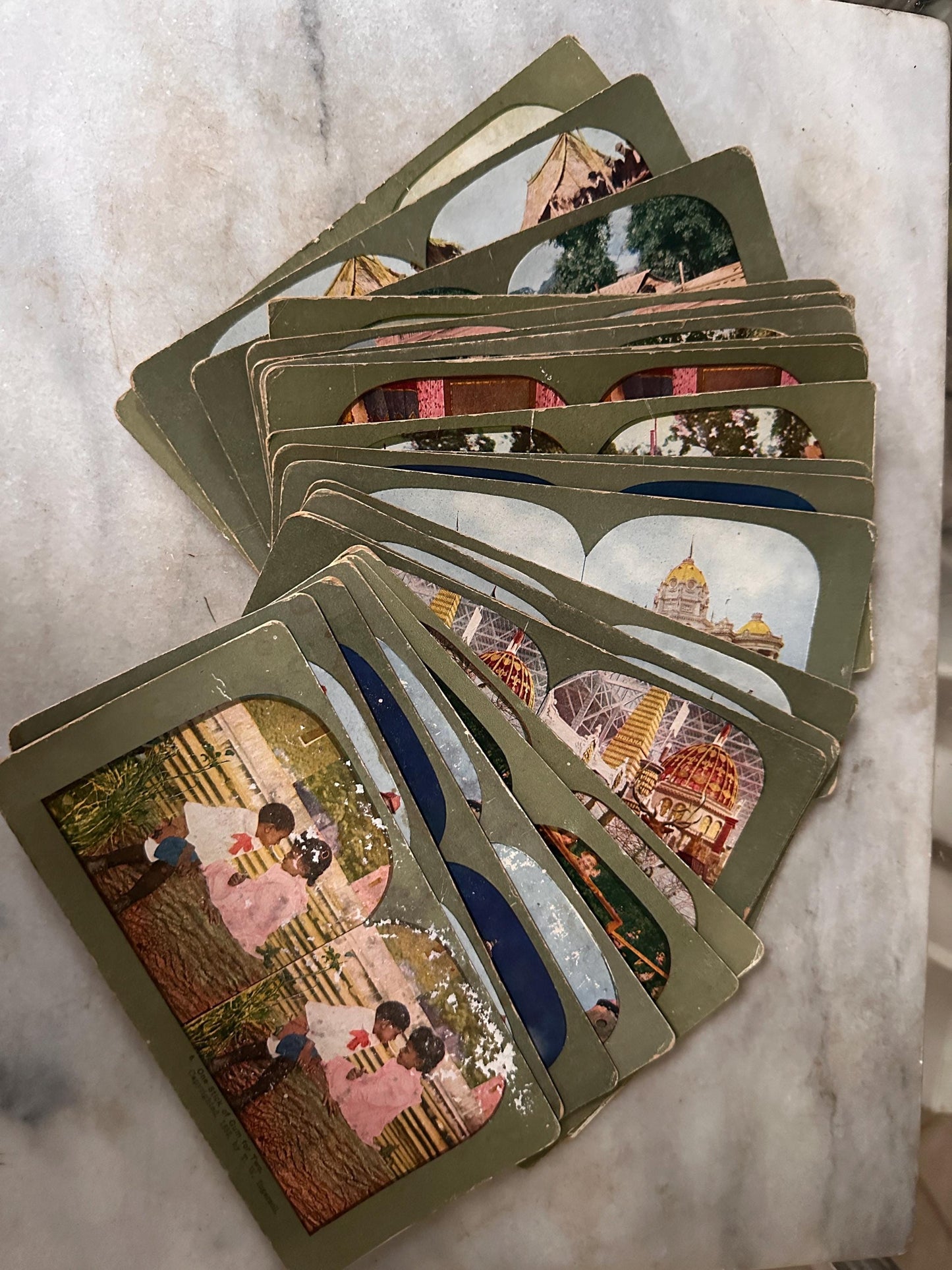 Antique Stereoview Photo Cards Set of 25 | Vintage Stereographs Collection | Early 1900s 3D View Cards | Travel, Scenic & Genre Images
