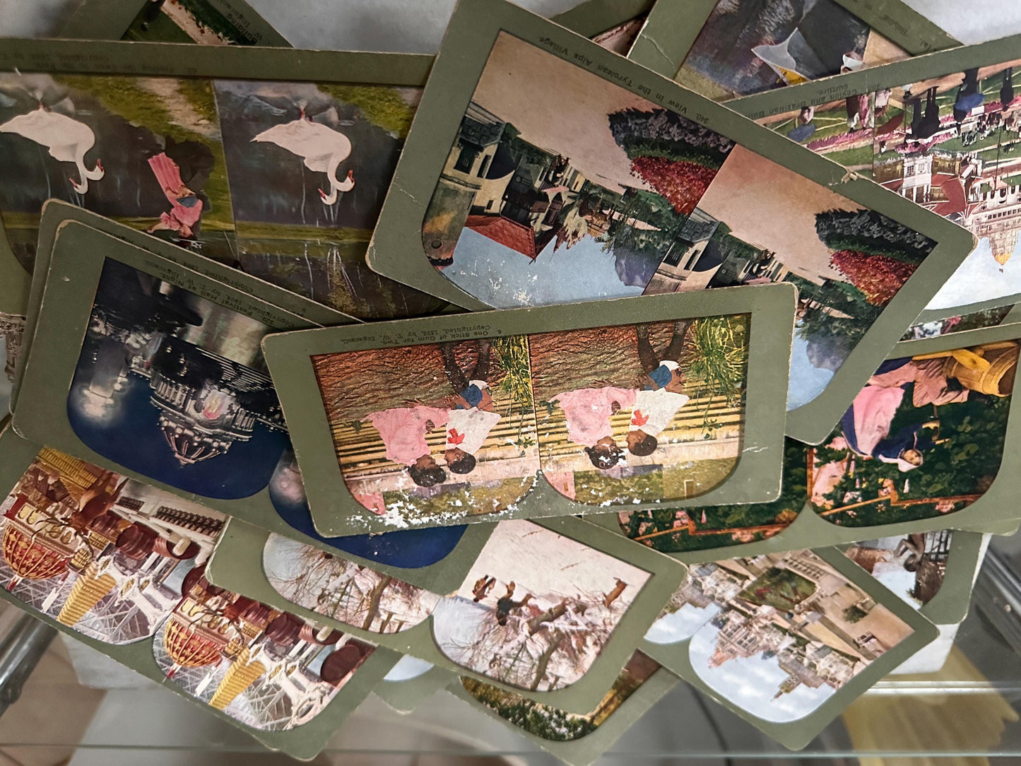 Antique Stereoview Photo Cards Set of 25 | Vintage Stereographs Collection | Early 1900s 3D View Cards | Travel, Scenic & Genre Images