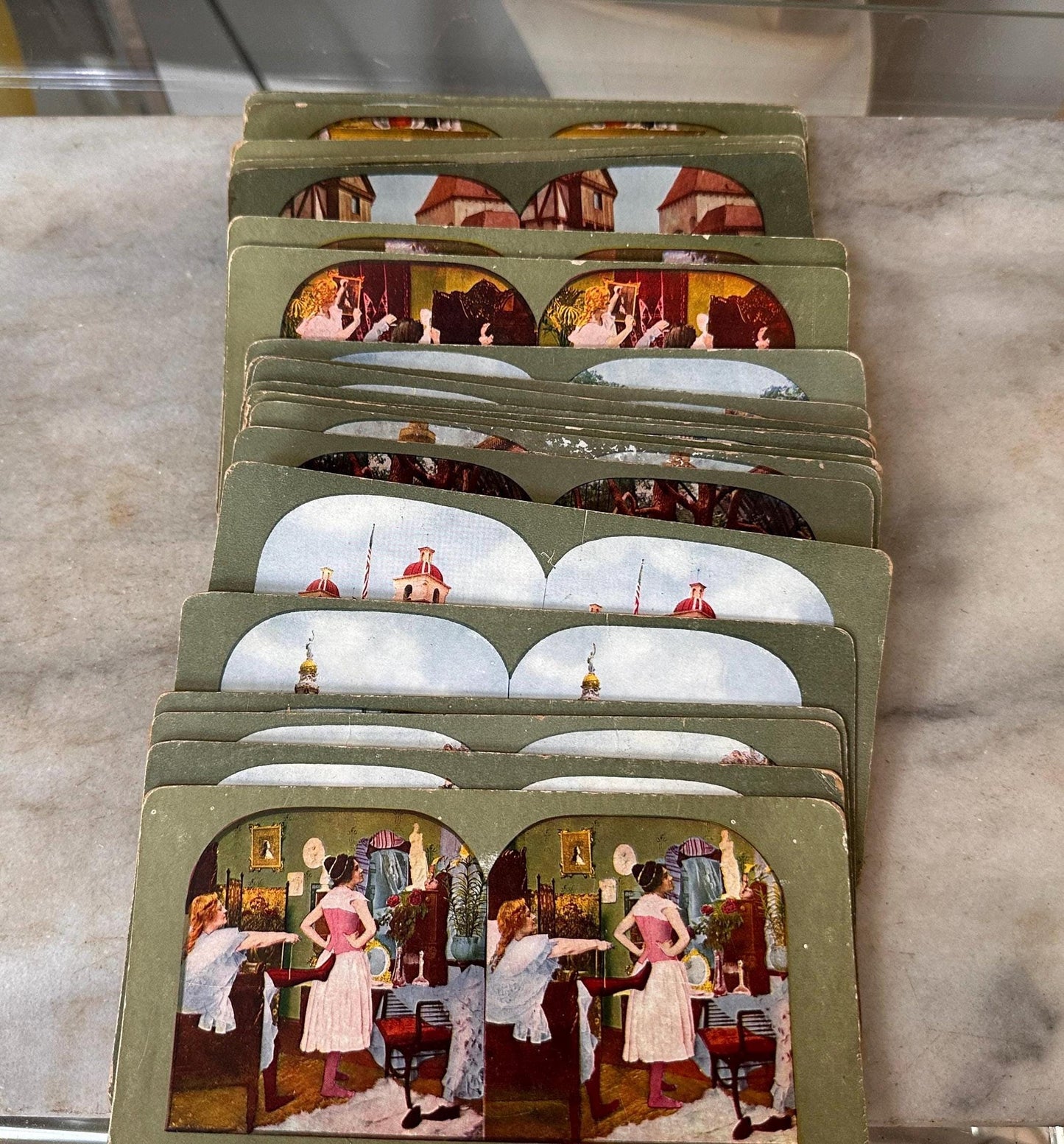 Antique Stereoview Photo Cards Set of 25 | Vintage Stereographs Collection | Early 1900s 3D View Cards | Travel, Scenic & Genre Images