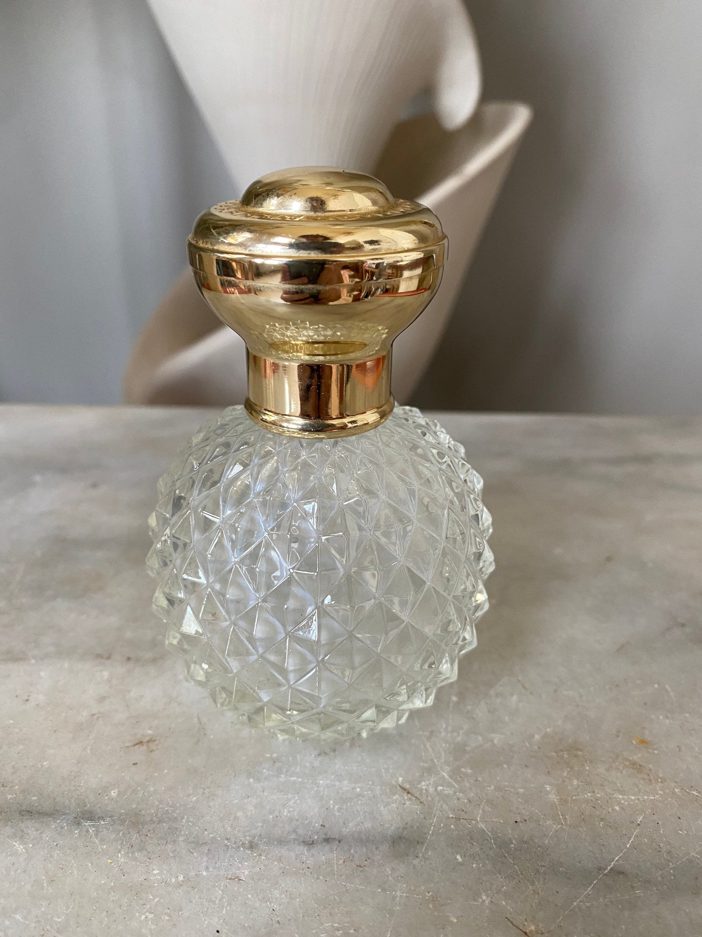 Vintage 1960s to 1980s Vieux Rouen France French Perfume Bottle Diamknd Hobnail Spray Bottle Engraved Bottom