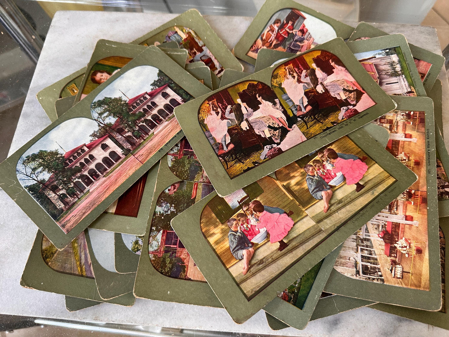 Antique Stereoview Photo Cards Set of 25 | Vintage Stereographs Collection | Early 1900s 3D View Cards | Travel, Scenic & Genre Images