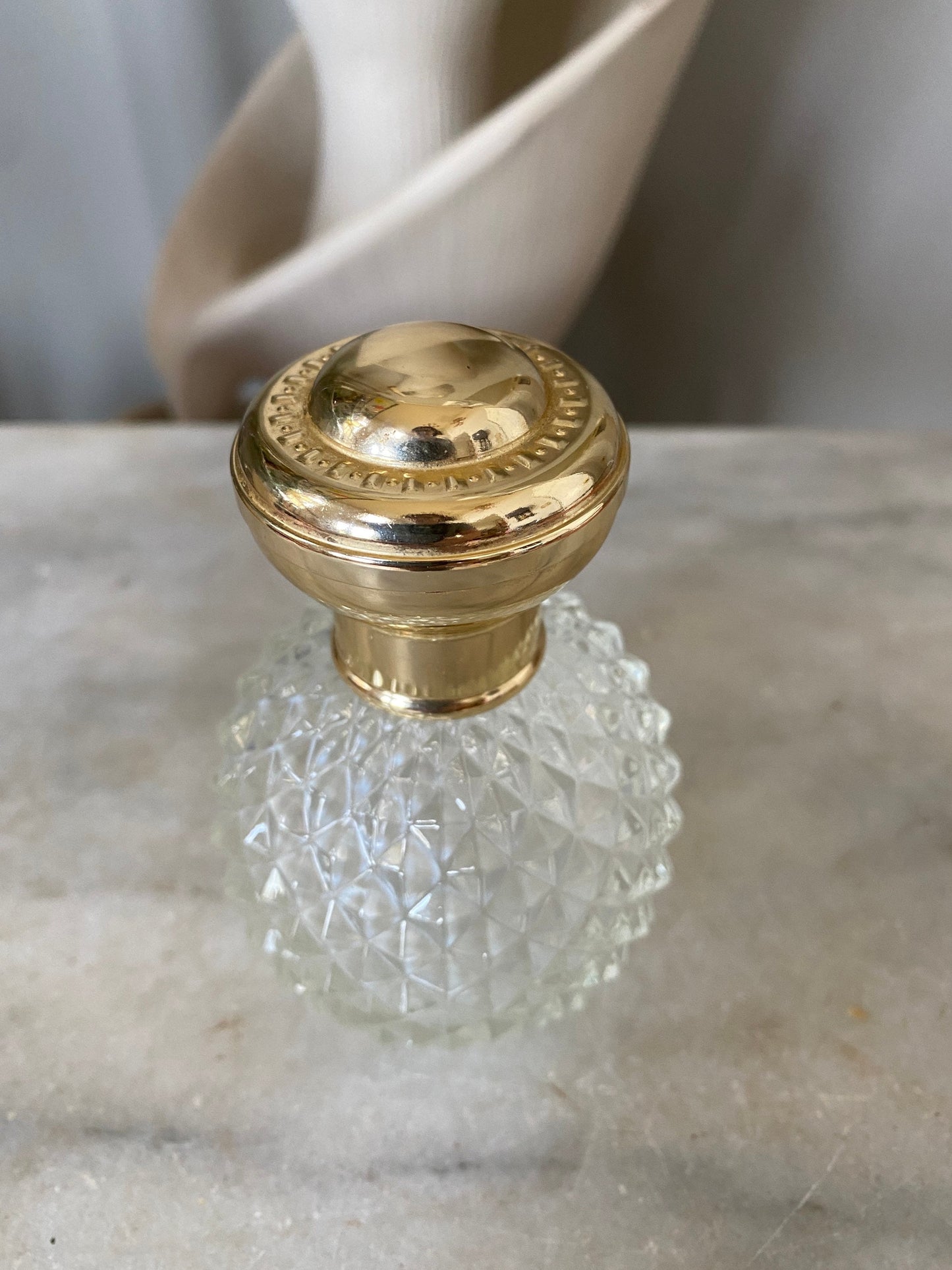 Vintage 1960s to 1980s Vieux Rouen France French Perfume Bottle Diamknd Hobnail Spray Bottle Engraved Bottom