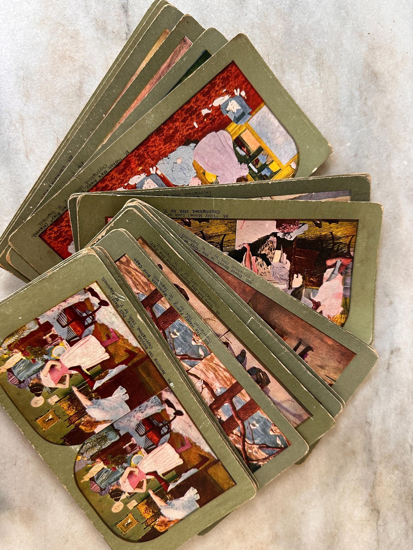 Antique Stereoview Photo Cards Set of 25 | Vintage Stereographs Collection | Early 1900s 3D View Cards | Travel, Scenic & Genre Images