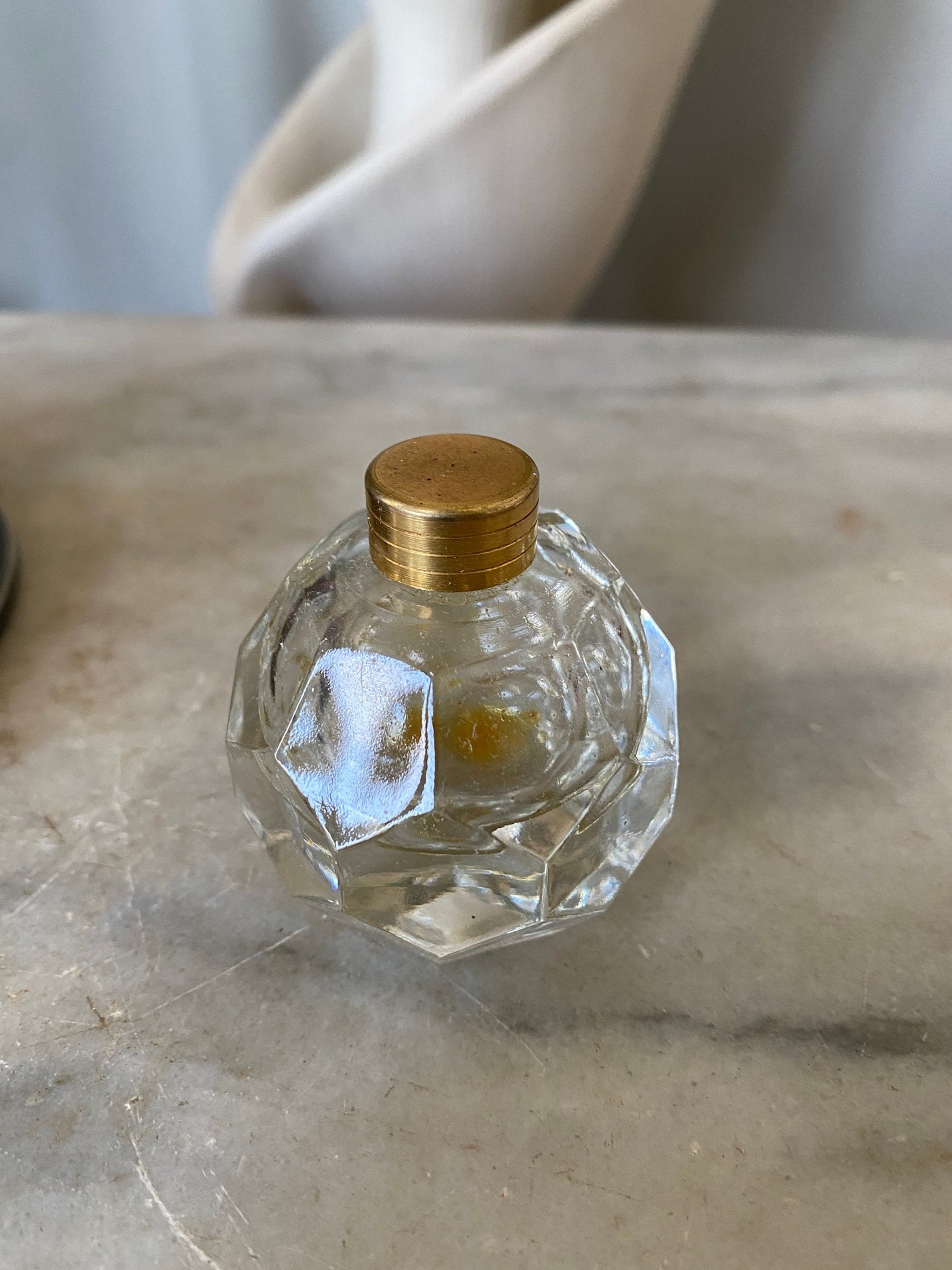 Vintage Small Etched Glass Vanity Tray with 4 Small Glass Perfume Bottle