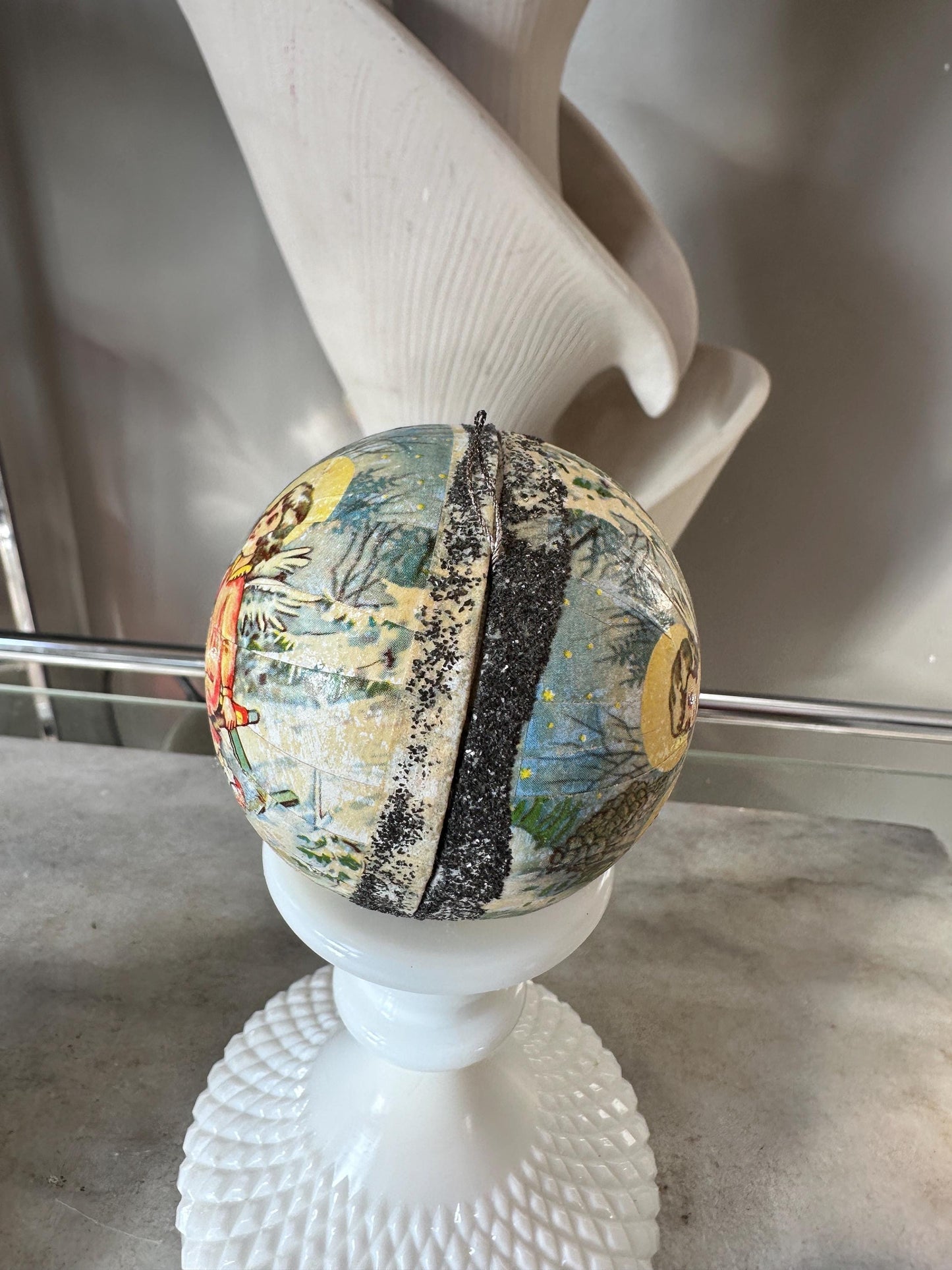 Vintage Paper Mache Christmas Ornaments | Made in West Germany | (Set of 2 nesting ornaments)