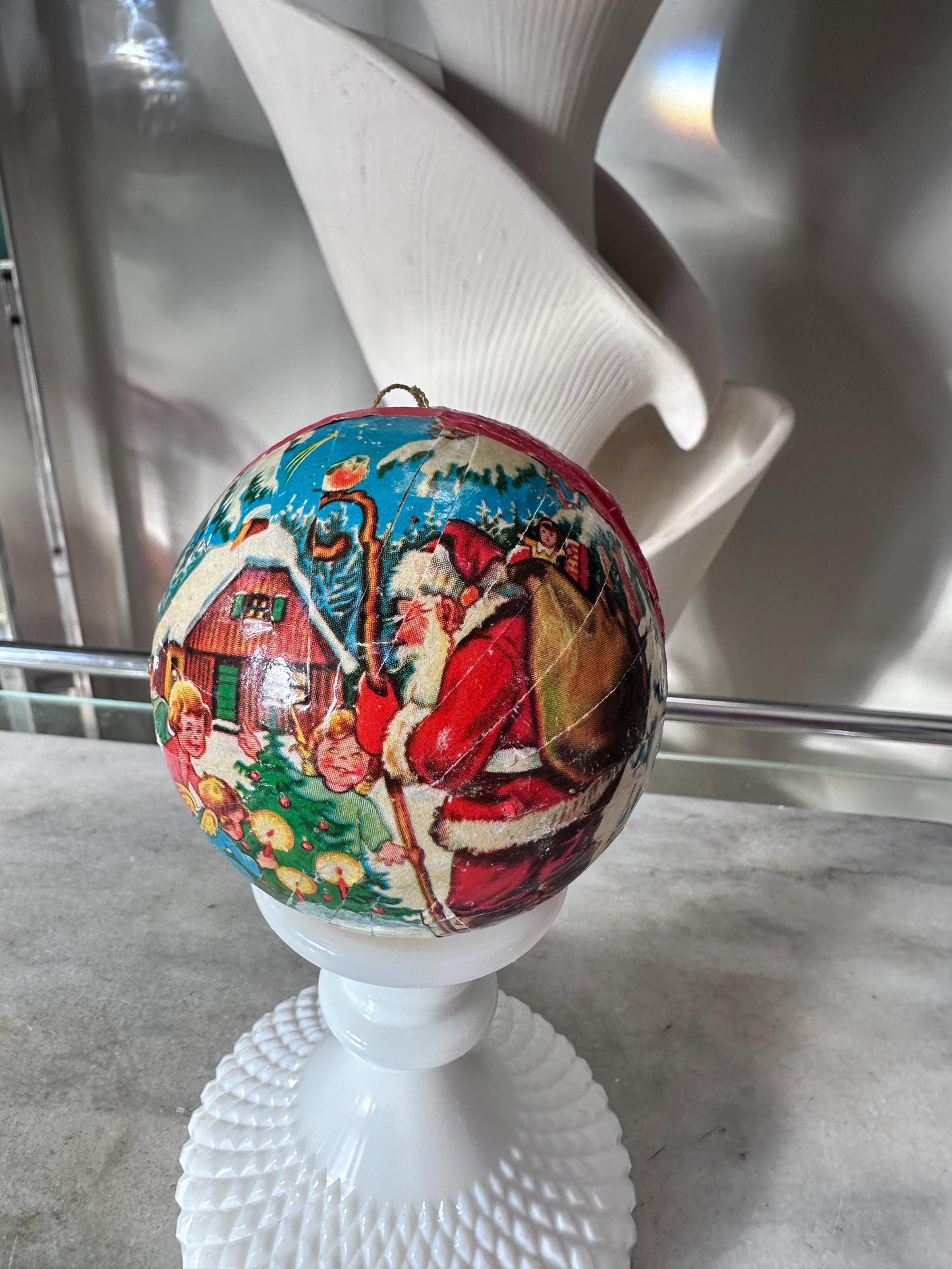 Vintage Kurt S Adler Paper Mache Ball Ornament (1956 Western Germany)