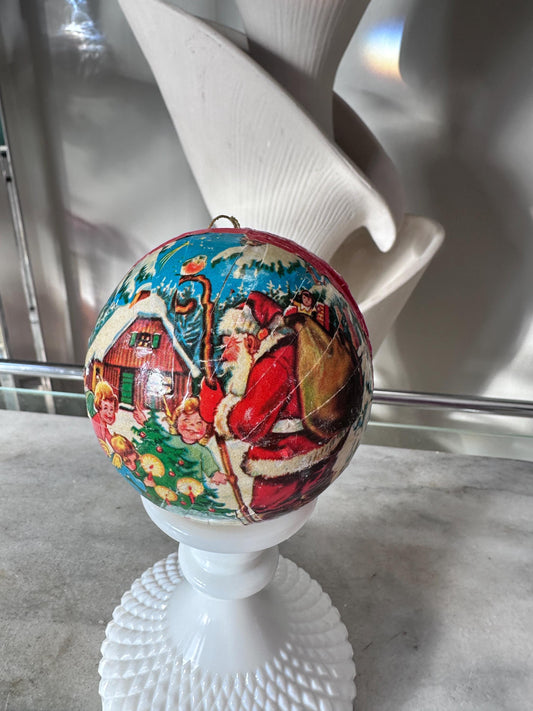 Vintage Kurt S Adler Paper Mache Ball Ornament (1956 Western Germany)