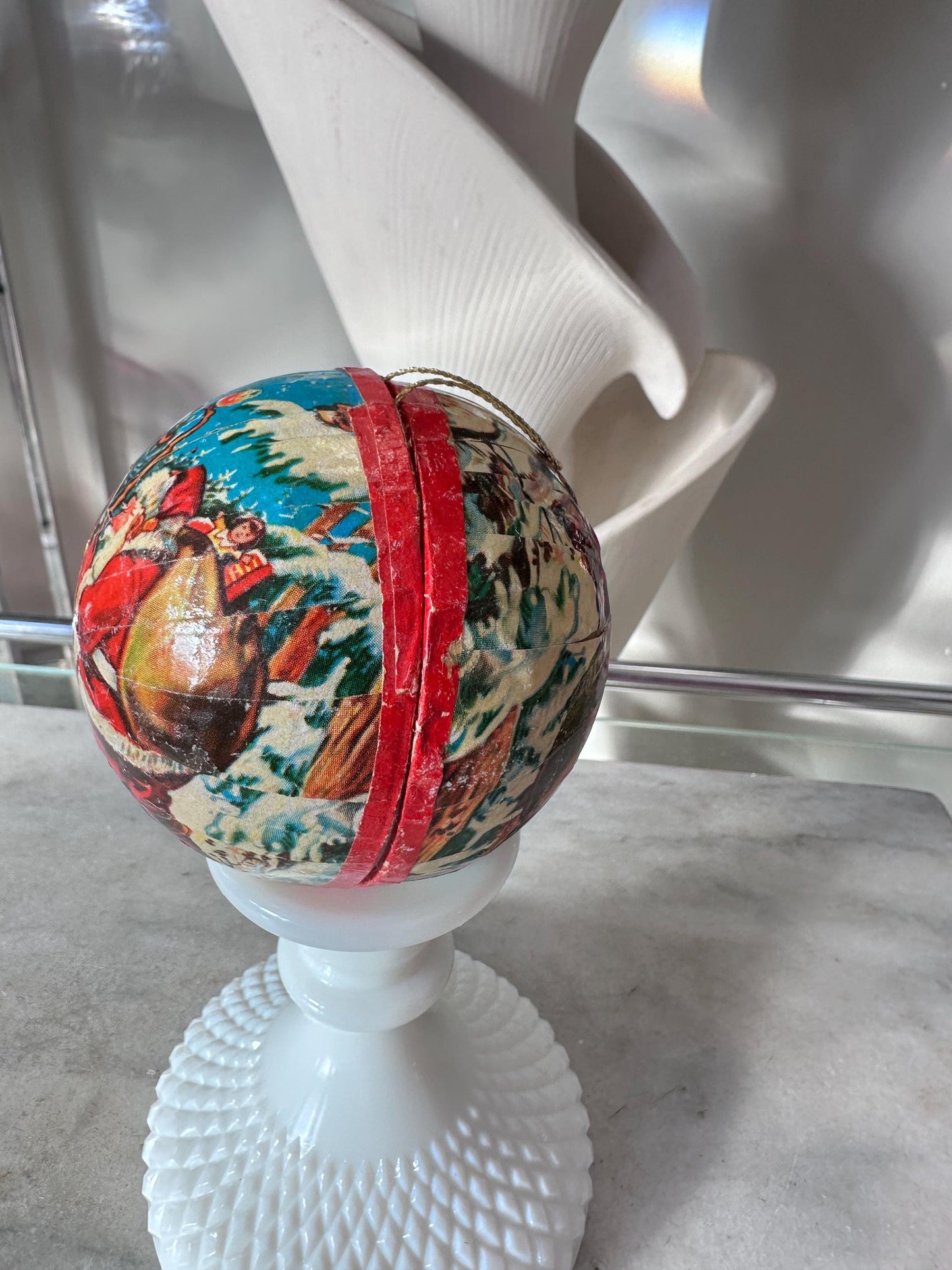 Vintage Kurt S Adler Paper Mache Ball Ornament (1956 Western Germany)