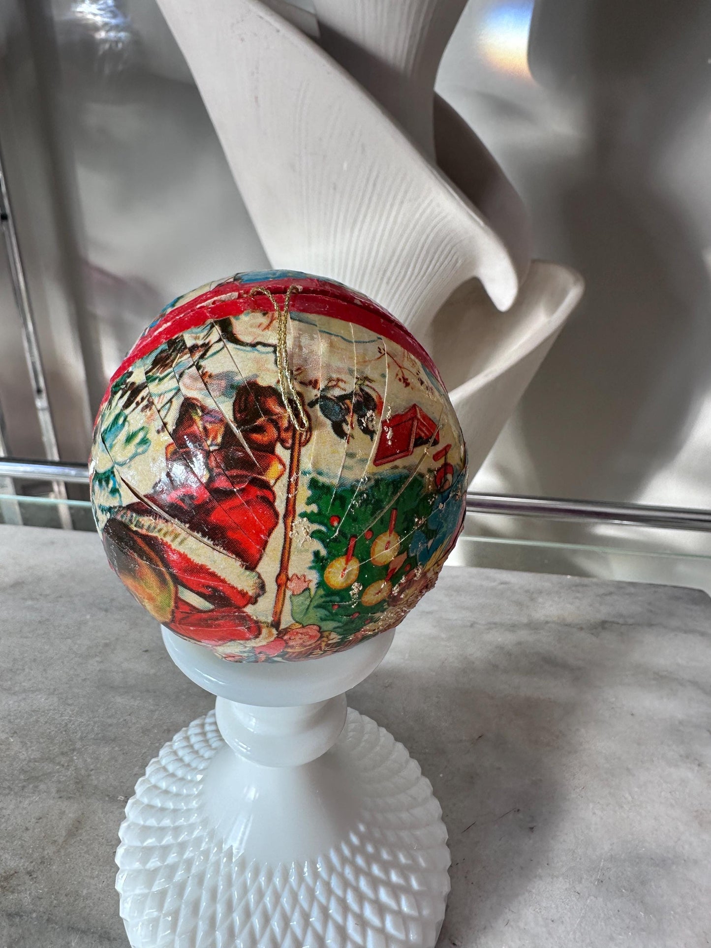 Vintage Kurt S Adler Paper Mache Ball Ornament (1956 Western Germany)