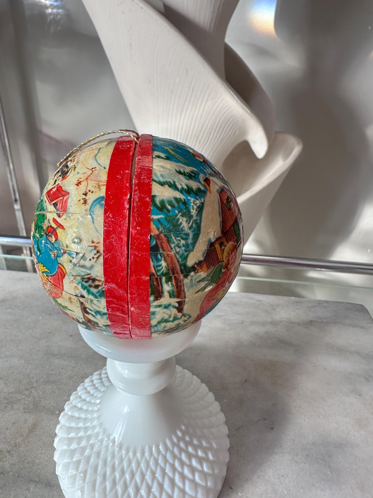 Vintage Kurt S Adler Paper Mache Ball Ornament (1956 Western Germany)