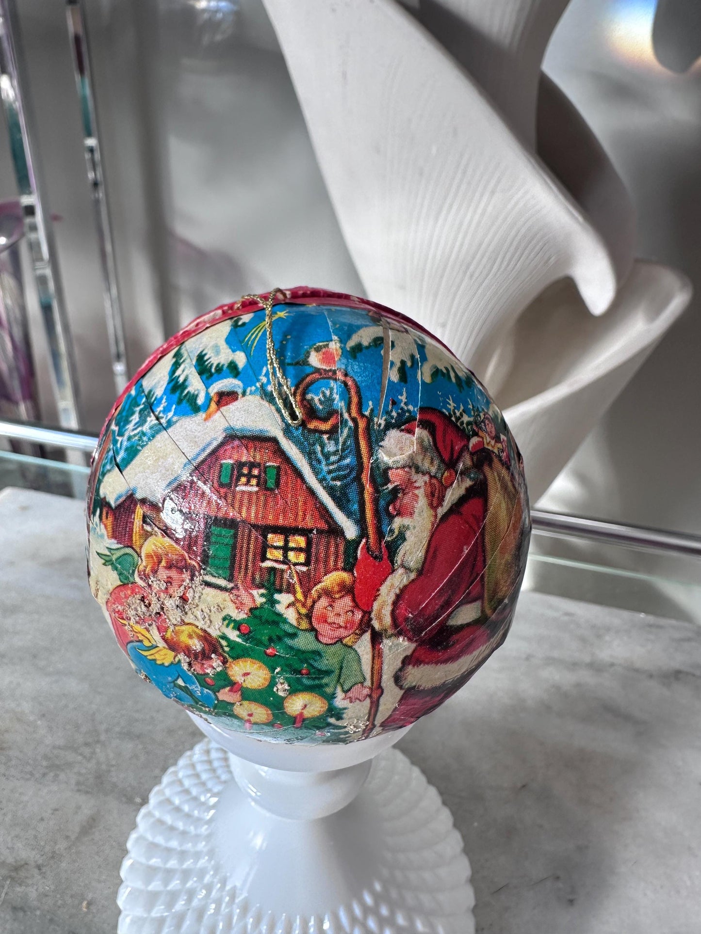 Vintage Kurt S Adler Paper Mache Ball Ornament (1956 Western Germany)