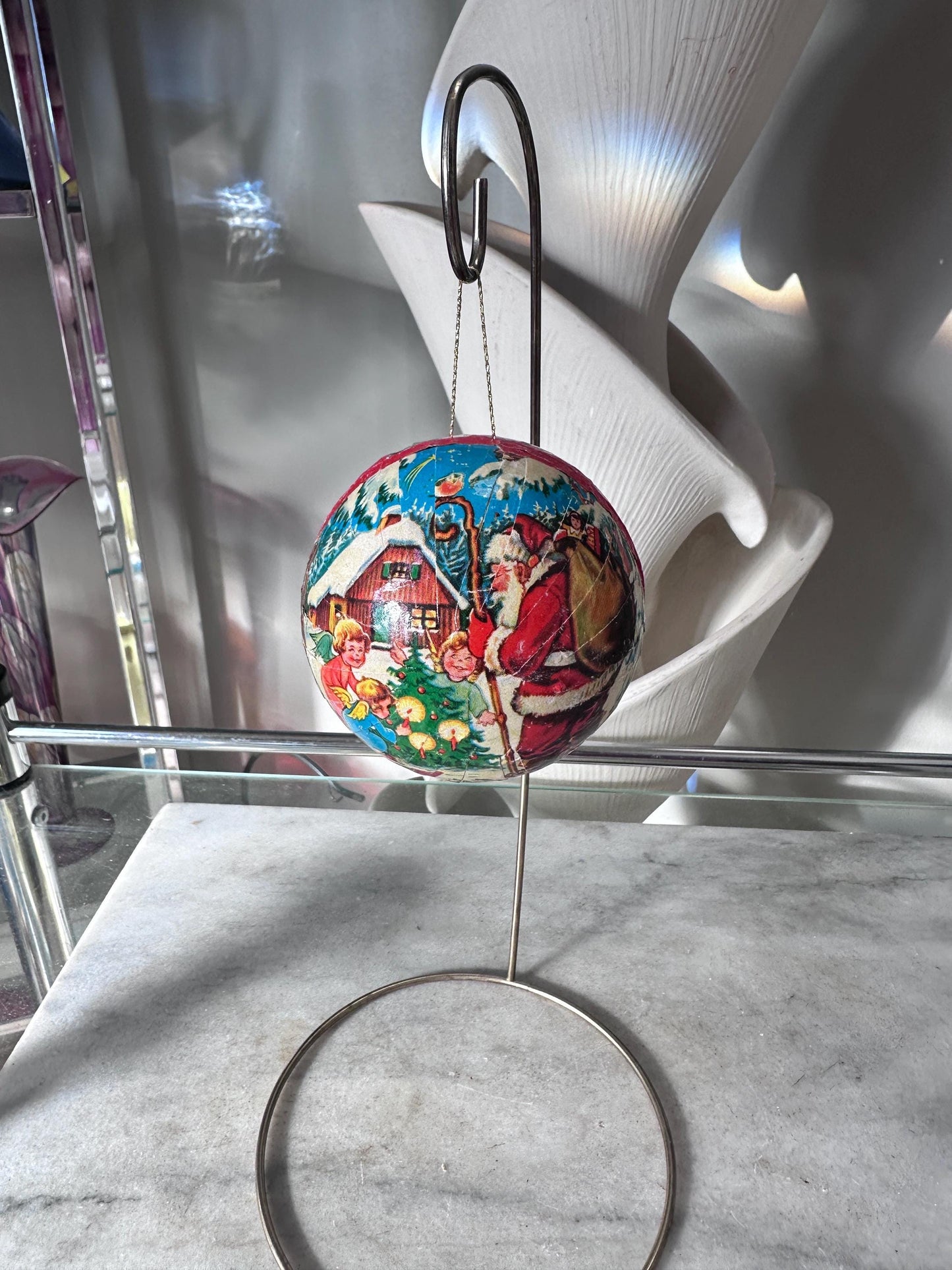 Vintage Kurt S Adler Paper Mache Ball Ornament (1956 Western Germany)