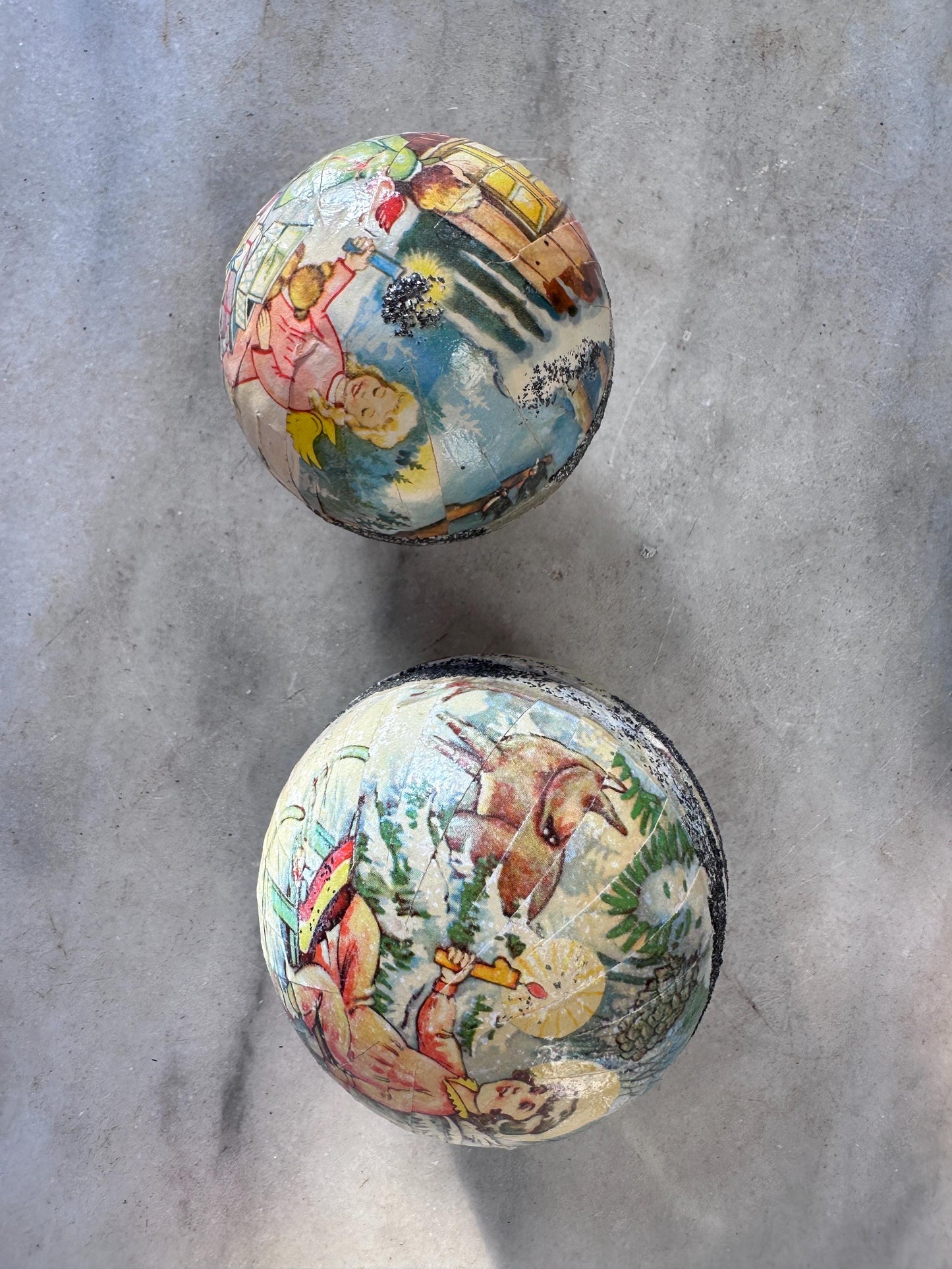 Vintage Paper Mache Christmas Ornaments | Made in West Germany | (Set of 2 nesting ornaments)
