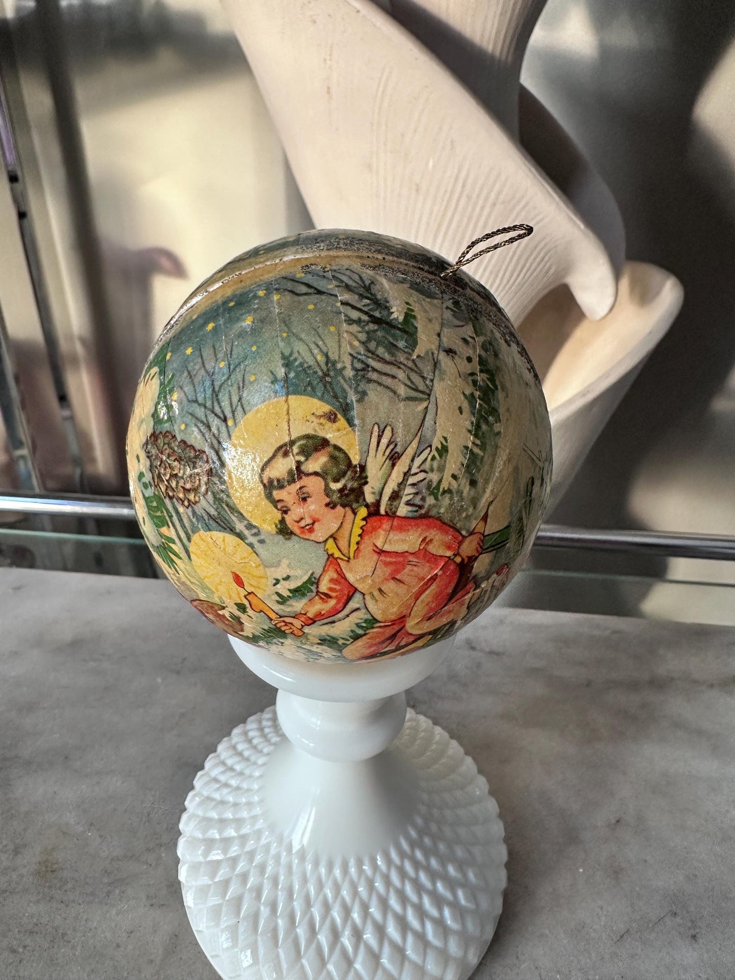 Vintage 1956 Angel Paper Mache Ornament: Kurt Adler Candy Container