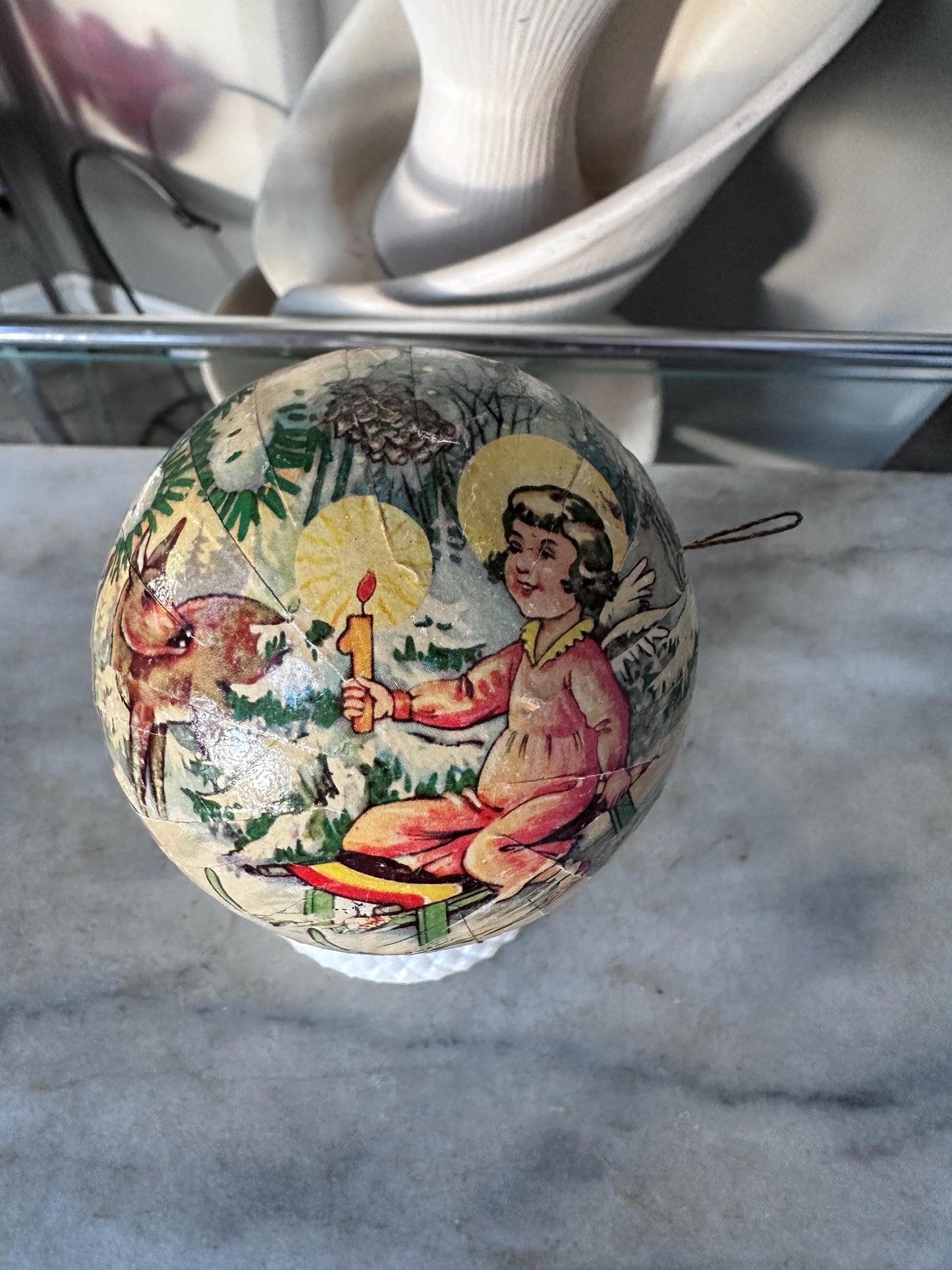 Vintage 1956 Angel Paper Mache Ornament: Kurt Adler Candy Container