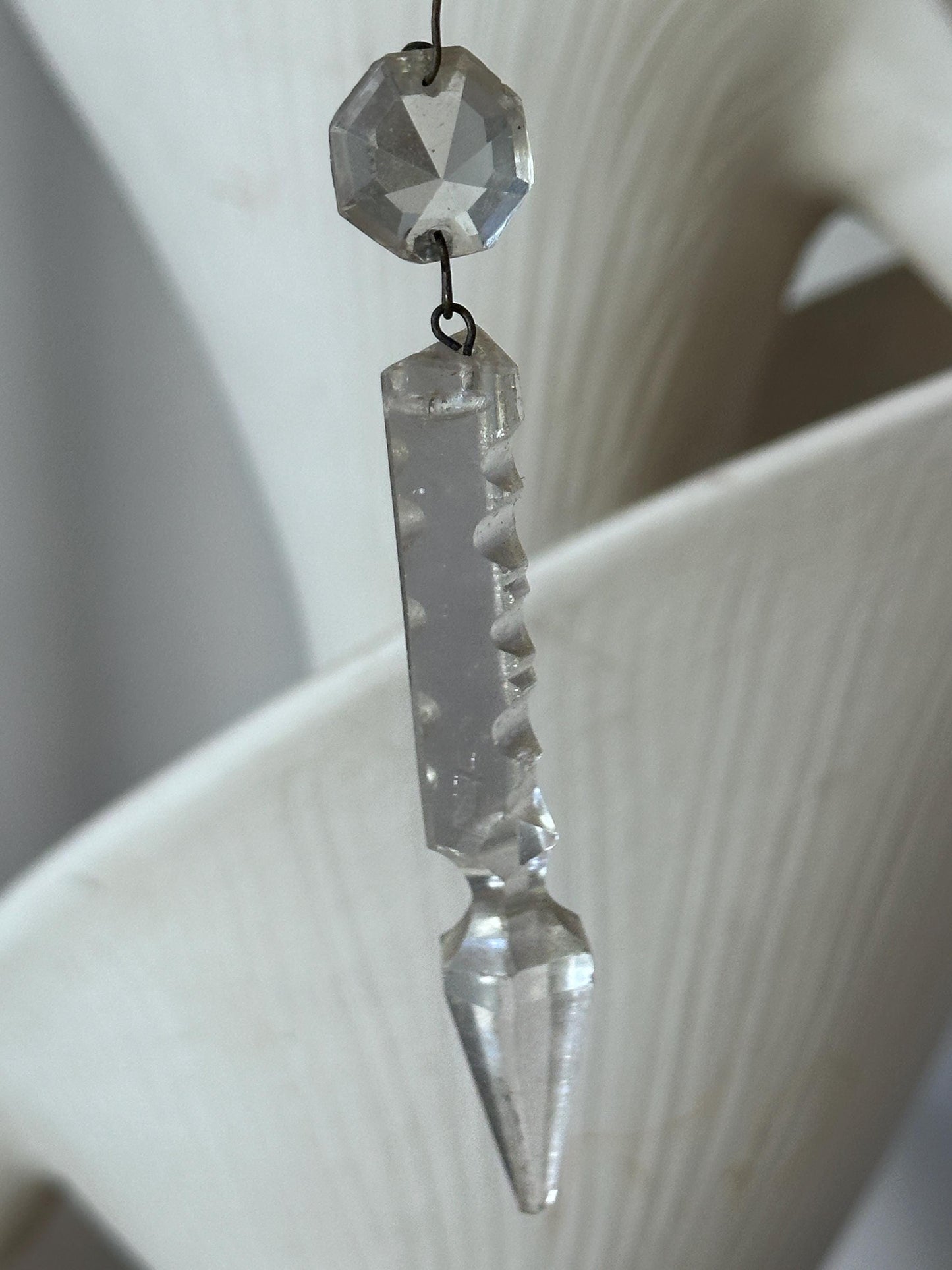 Antique French Cut Crystal Spear Prisms – Set of 12 Chandelier Parts