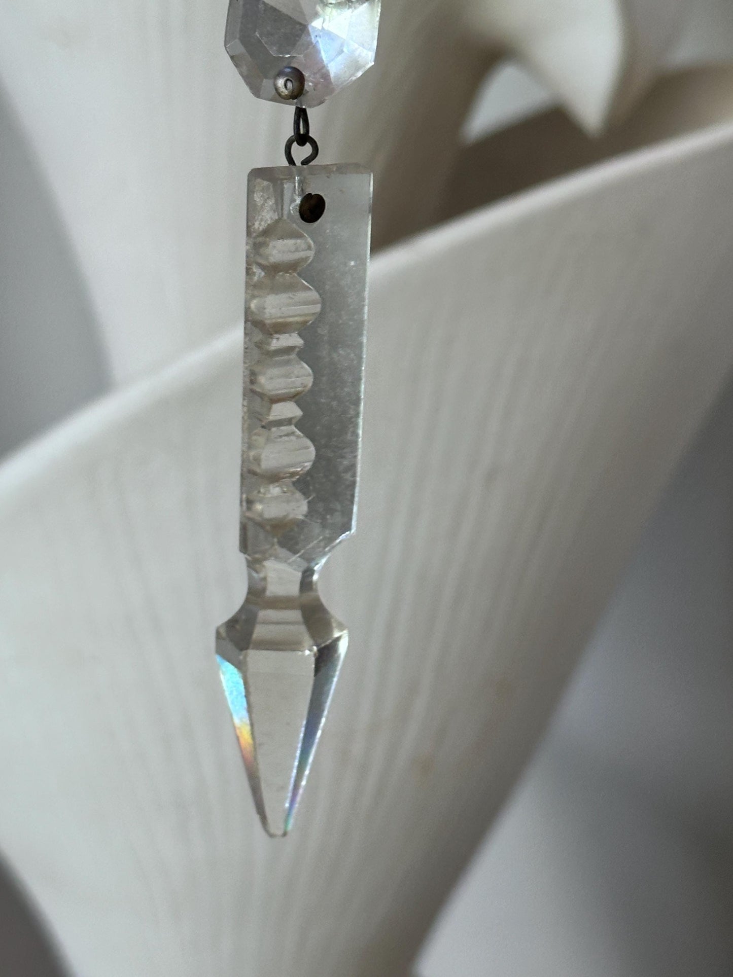 Antique French Cut Crystal Spear Prisms – Set of 12 Chandelier Parts