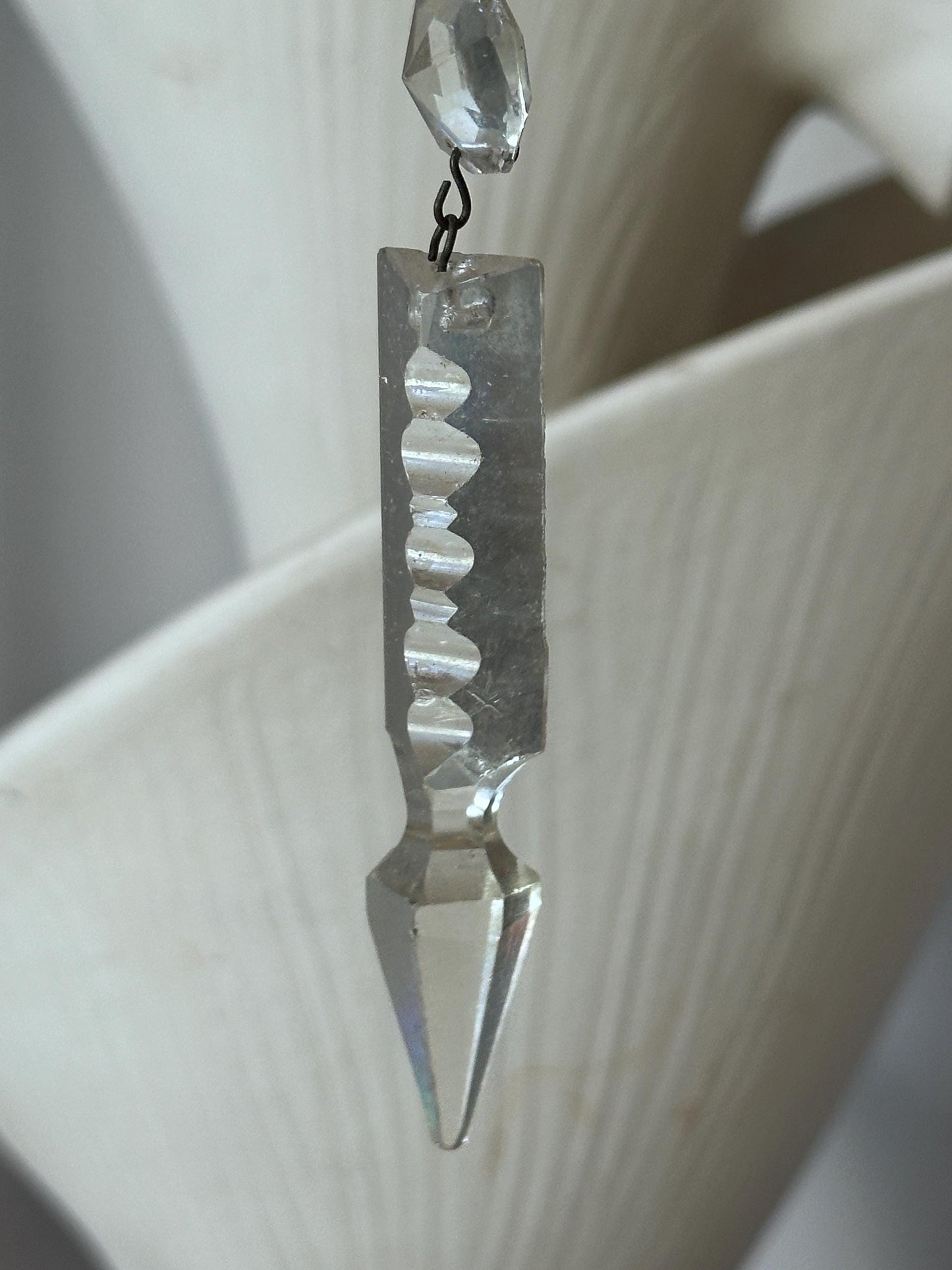 Antique French Cut Crystal Spear Prisms – Set of 12 Chandelier Parts