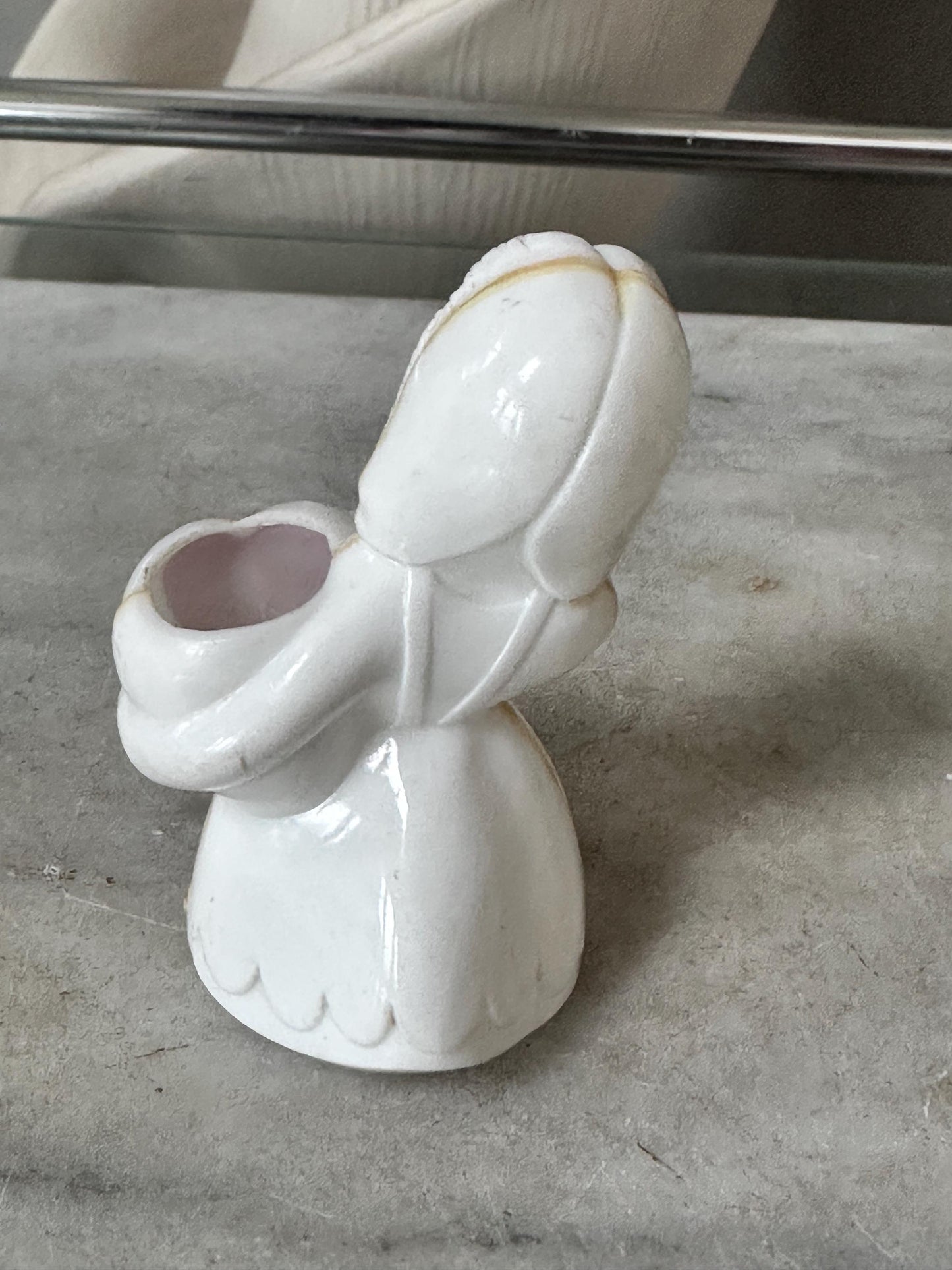 Vintage Rosbro/E. Rosen Valentine  Hard Plastic Girl Holding Valentine Heart   Candy Container 1940s - 50s