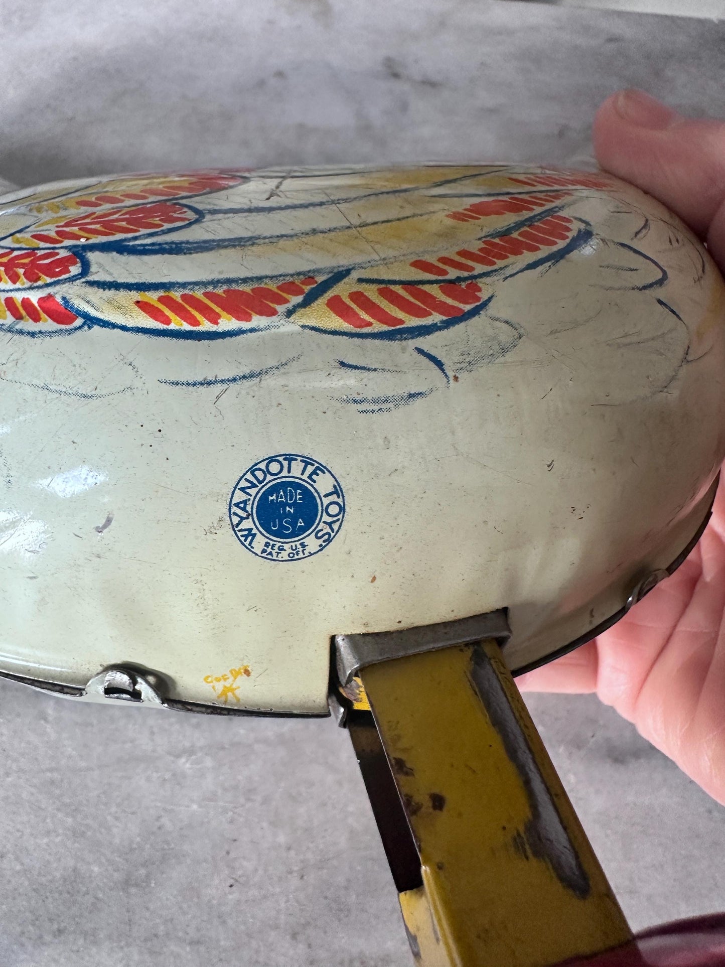 Vintage Wyandotte Tin Laying Chicken Toy | Wind-Up Works, Includes Basket & Marbles