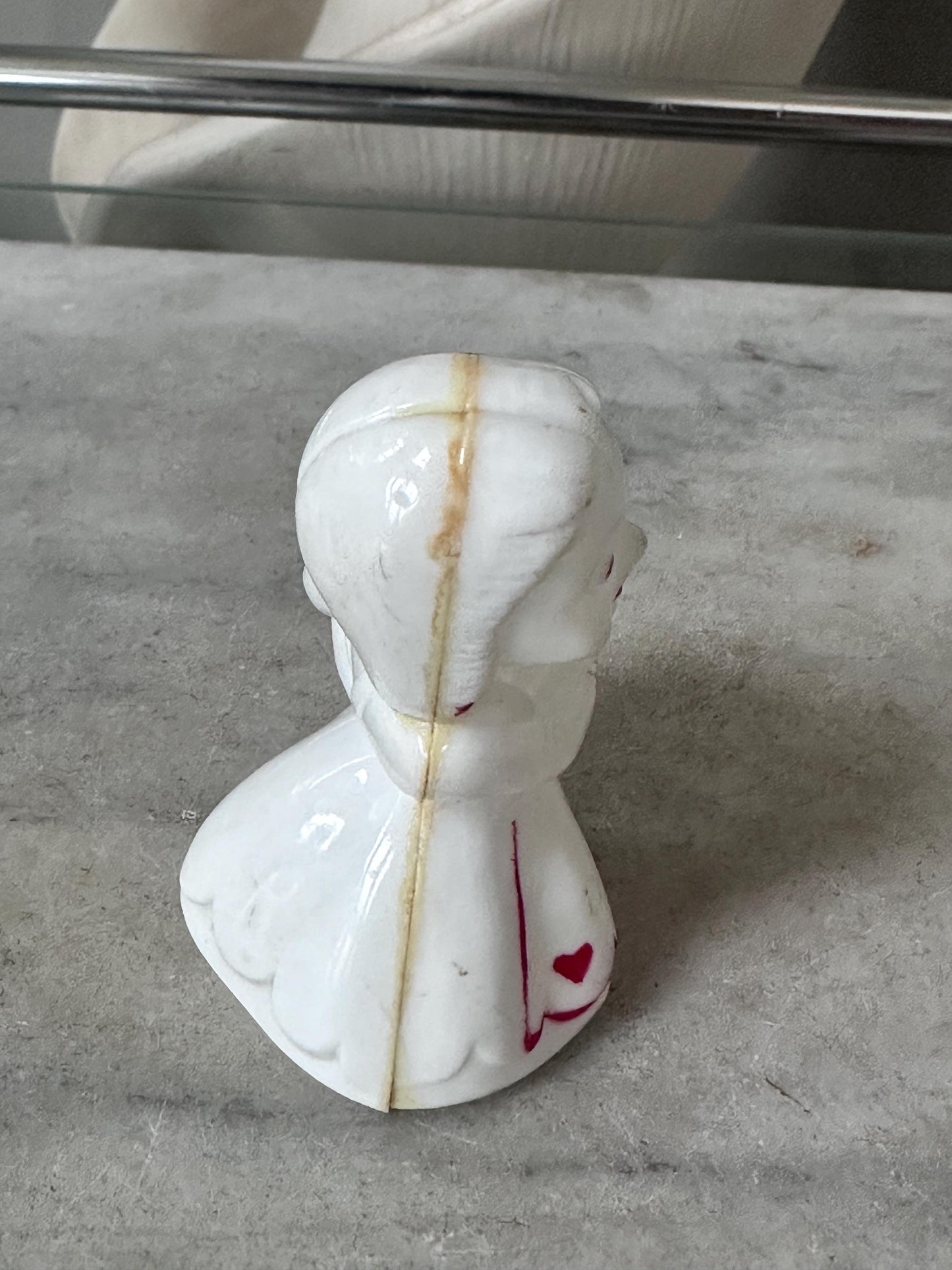 Vintage Rosbro/E. Rosen Valentine  Hard Plastic Girl Holding Valentine Heart   Candy Container 1940s - 50s