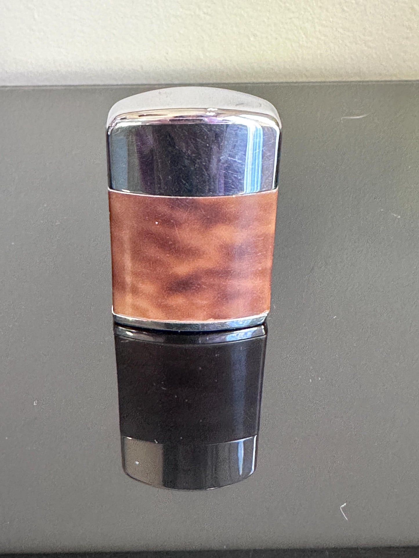 Vintage 1950s Ronson Windlite Lighter | Faux Wood & Chrome | Mid Century Windproof Outdoor Lighter | Retro Smoking Accessory Collectible