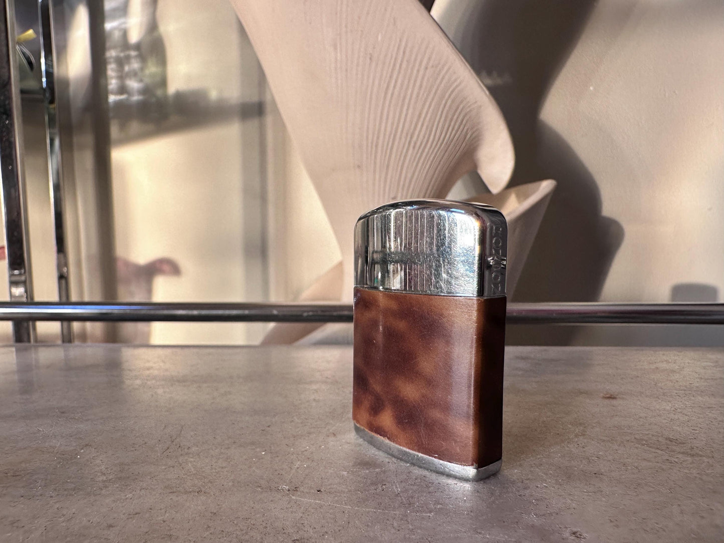 Vintage 1950s Ronson Windlite Lighter | Faux Wood & Chrome | Mid Century Windproof Outdoor Lighter | Retro Smoking Accessory Collectible