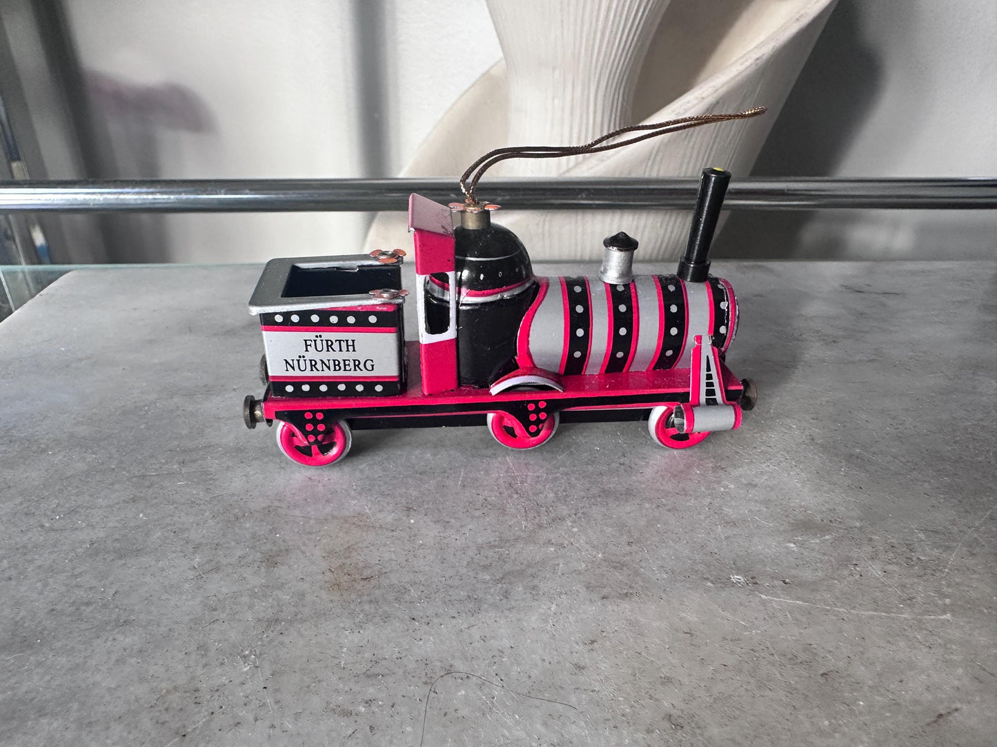 Lilian Vernon Tin Litho Ornaments | Set of 6 Retro Toy Vehicles, Mid-Century Style