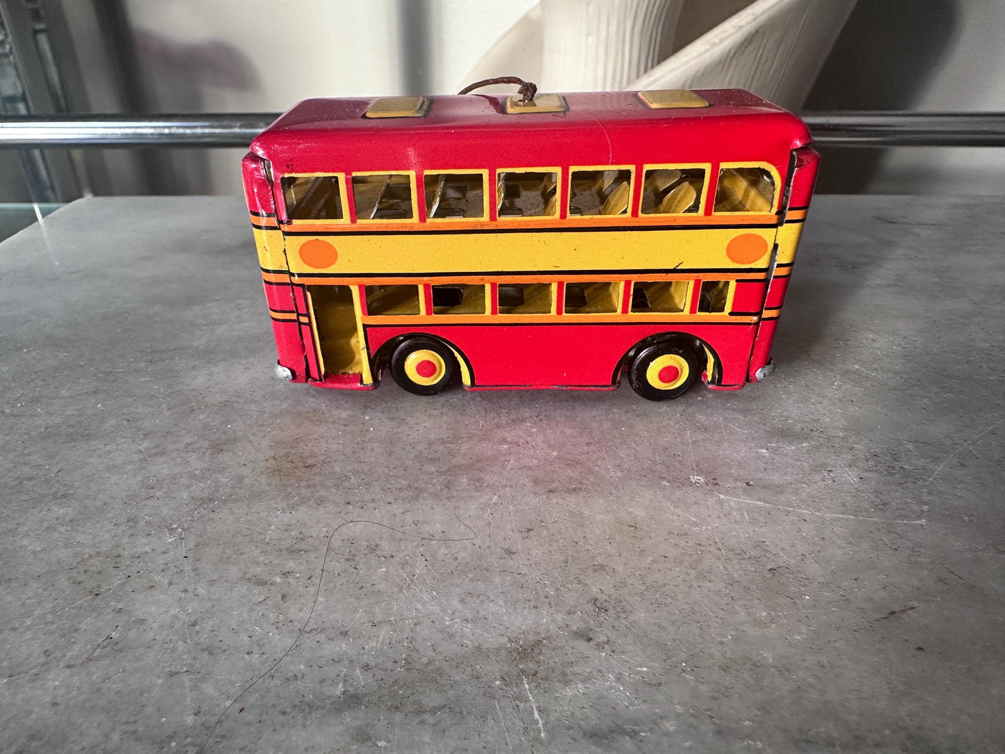 Lilian Vernon Tin Litho Ornaments | Set of 6 Retro Toy Vehicles, Mid-Century Style