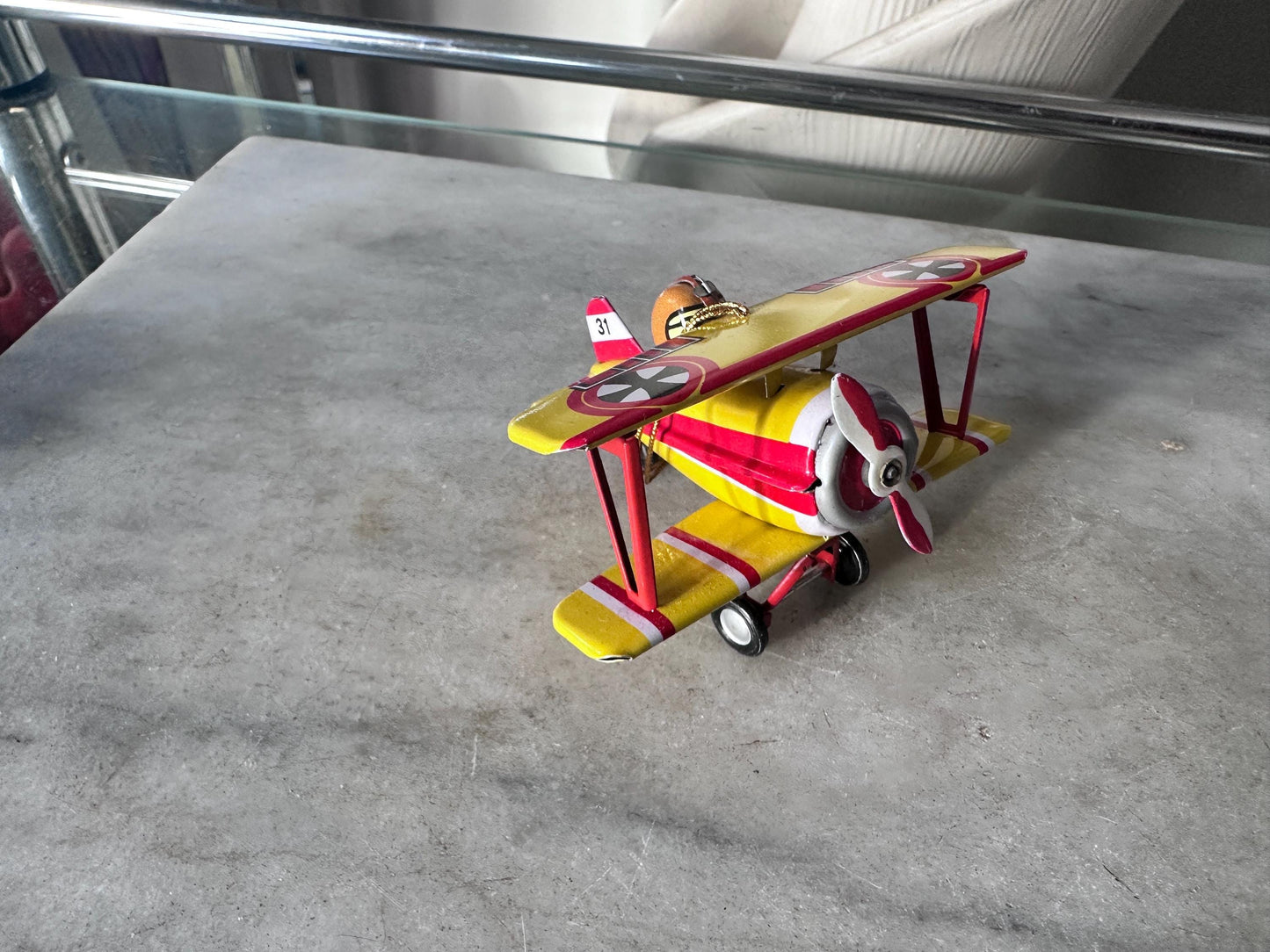 Lilian Vernon Tin Litho Ornaments | Set of 6 Retro Toy Vehicles, Mid-Century Style