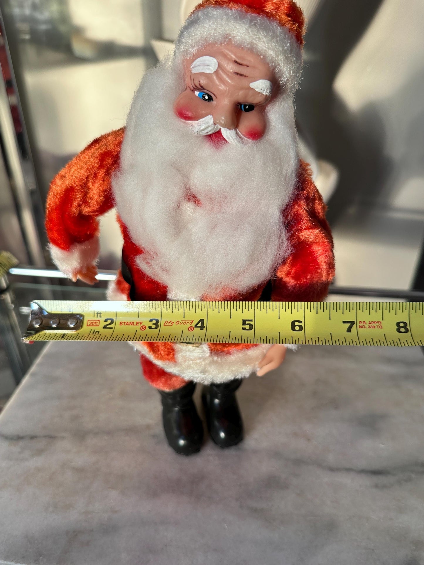 Vintage 1960s Musical Santa Claus Figurine – Animated Rubber Face, Plays Jingle Bells, 13" Tall