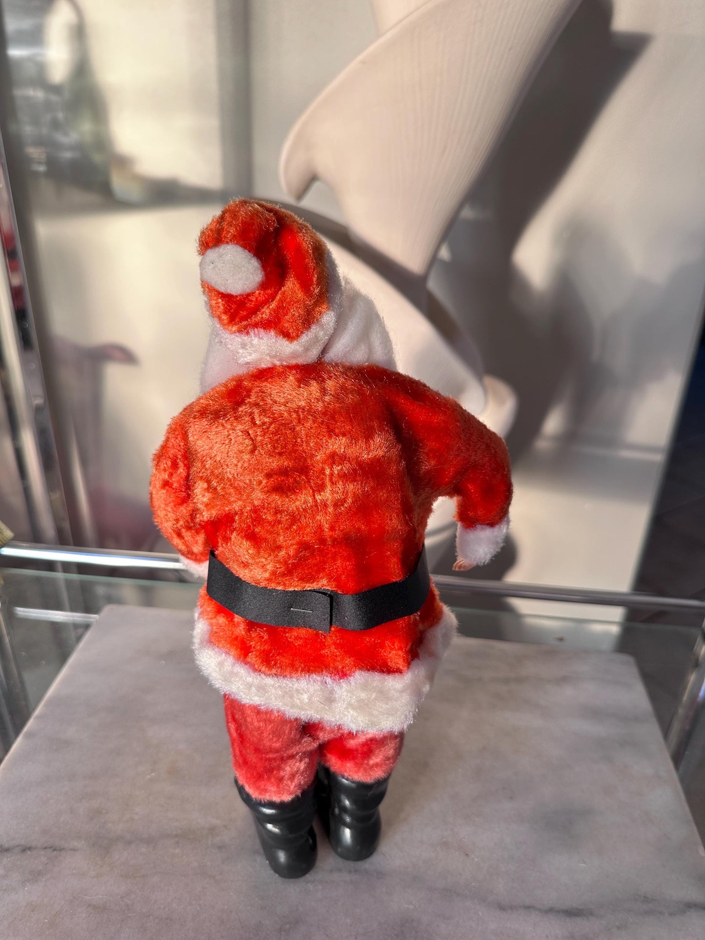Vintage 1960s Musical Santa Claus Figurine – Animated Rubber Face, Plays Jingle Bells, 13" Tall