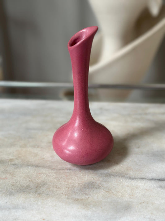 Vintage MCM Van Briggle Bud Vase – 7” Signed Matte Pink Glaze – Colorado Springs Art Pottery