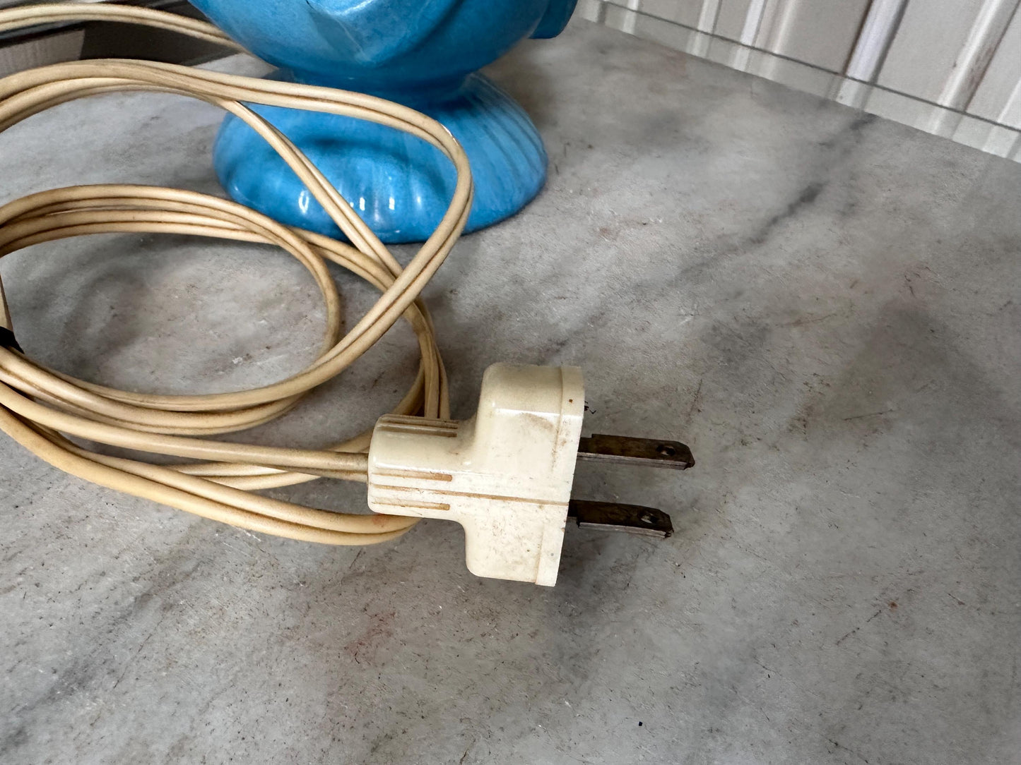 Vintage Blue Ceramic Lamp | Mid Century Bow Accent Lighting