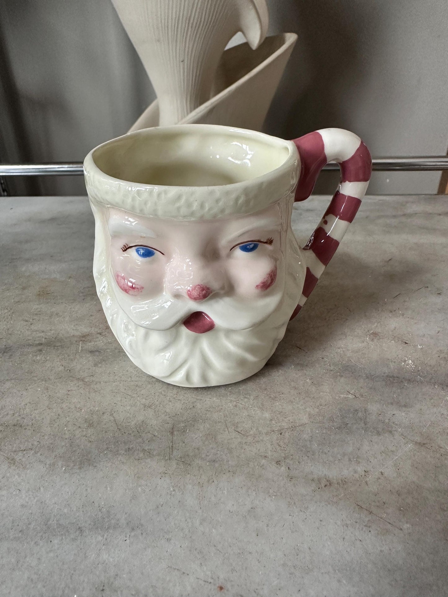 Vintage-Style Hand-Glazed Double-Faced Santa Mug – Mid-Century Inspired Christmas Ceramic, Ceramic Mold / Craft Piece
