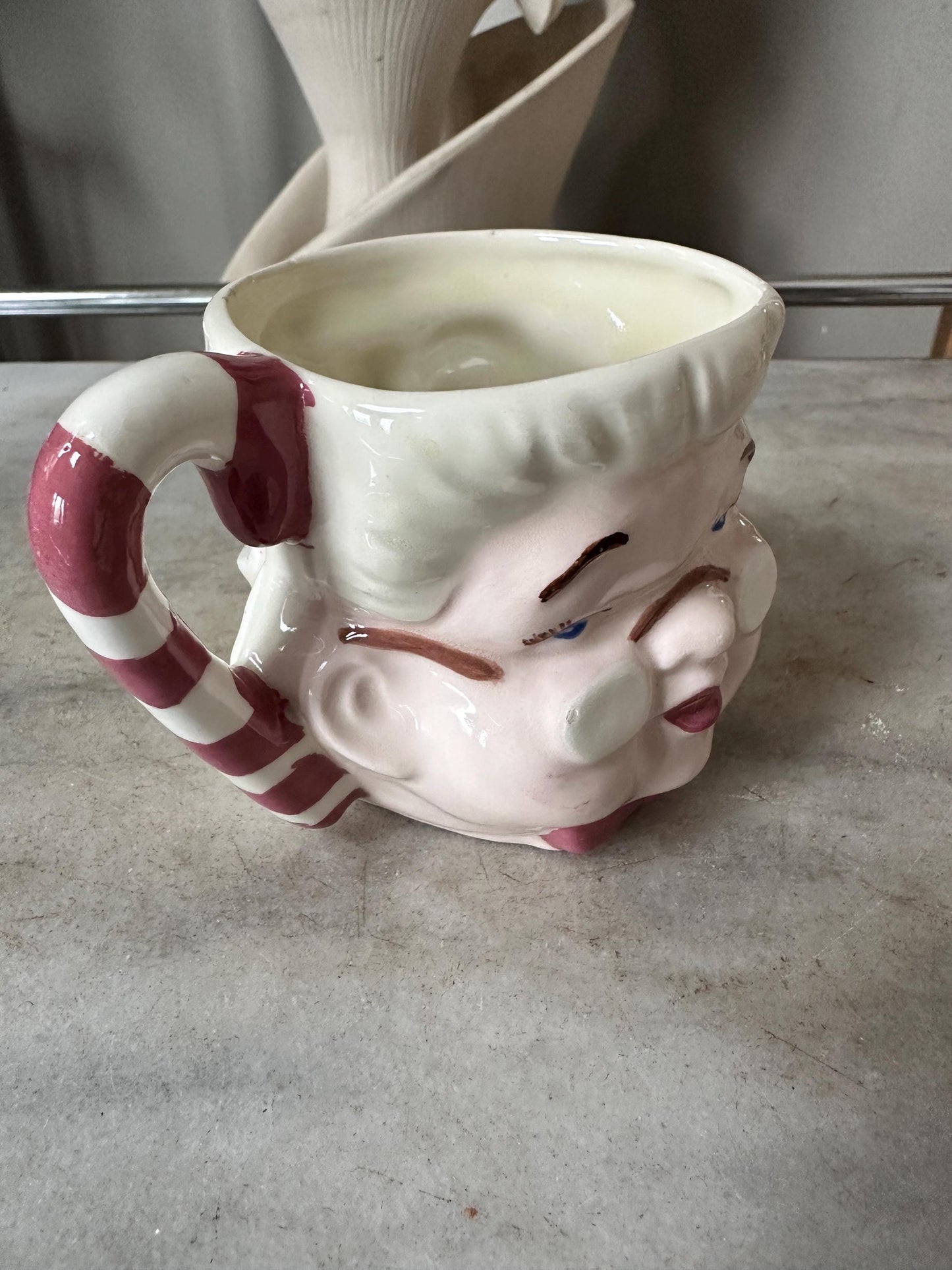 Vintage-Style Hand-Glazed Double-Faced Santa Mug – Mid-Century Inspired Christmas Ceramic, Ceramic Mold / Craft Piece