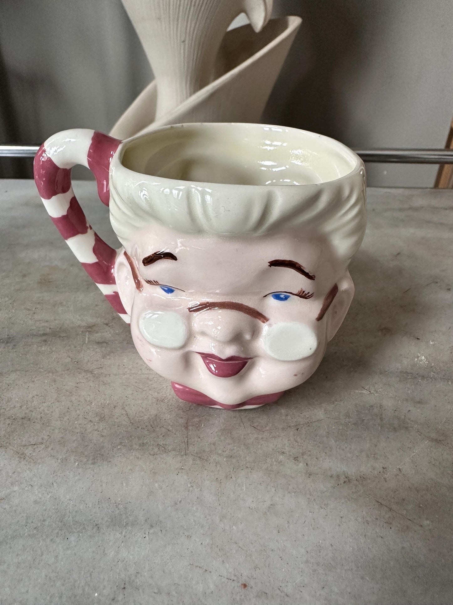 Vintage-Style Hand-Glazed Double-Faced Santa Mug – Mid-Century Inspired Christmas Ceramic, Ceramic Mold / Craft Piece