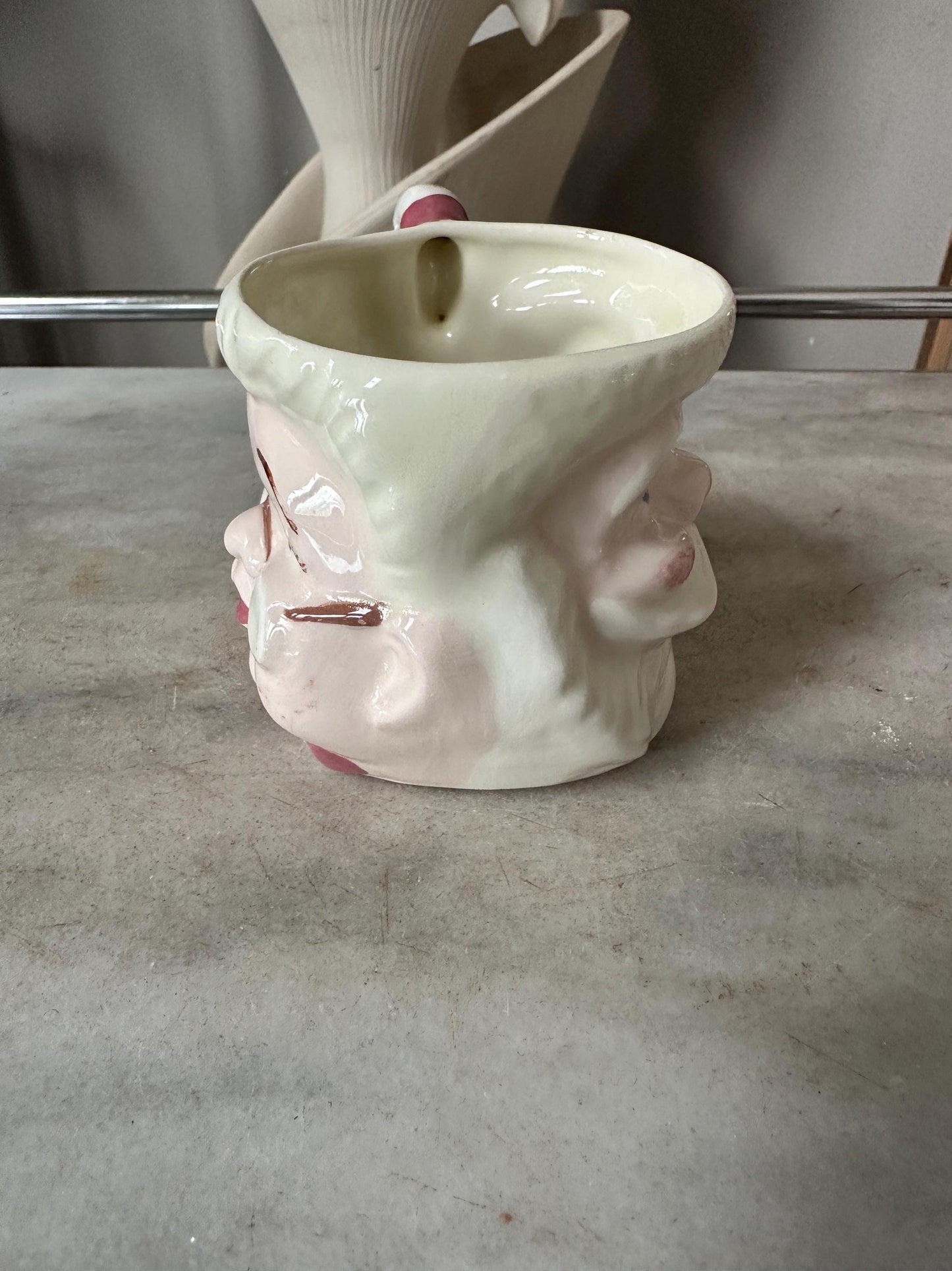 Vintage-Style Hand-Glazed Double-Faced Santa Mug – Mid-Century Inspired Christmas Ceramic, Ceramic Mold / Craft Piece