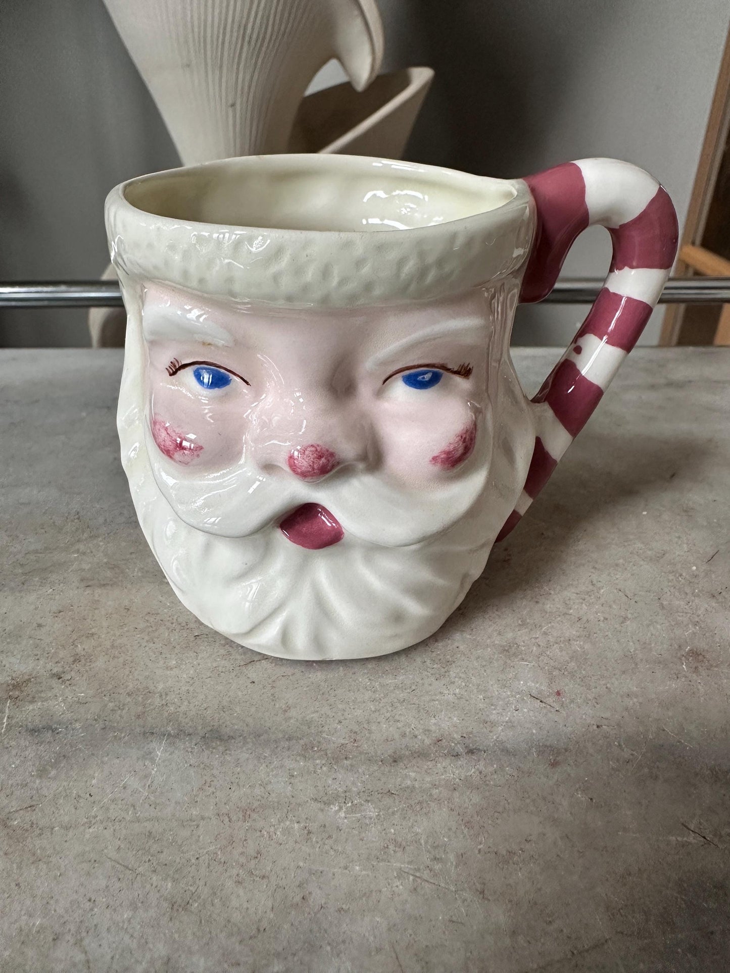 Vintage-Style Hand-Glazed Double-Faced Santa Mug – Mid-Century Inspired Christmas Ceramic, Ceramic Mold / Craft Piece