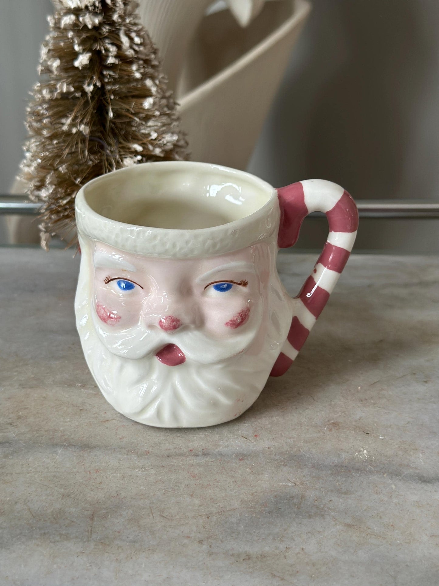 Vintage-Style Hand-Glazed Double-Faced Santa Mug – Mid-Century Inspired Christmas Ceramic, Ceramic Mold / Craft Piece