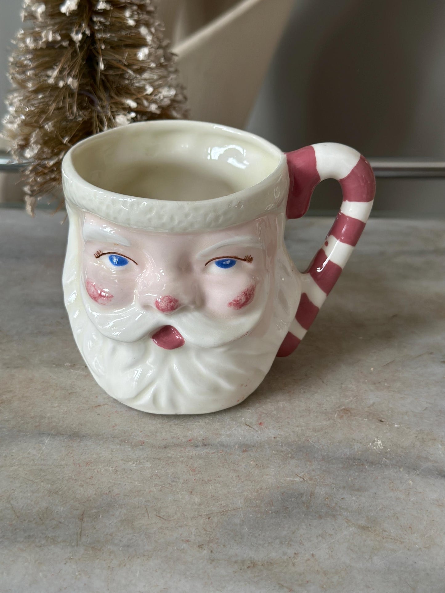 Vintage-Style Hand-Glazed Double-Faced Santa Mug – Mid-Century Inspired Christmas Ceramic, Ceramic Mold / Craft Piece