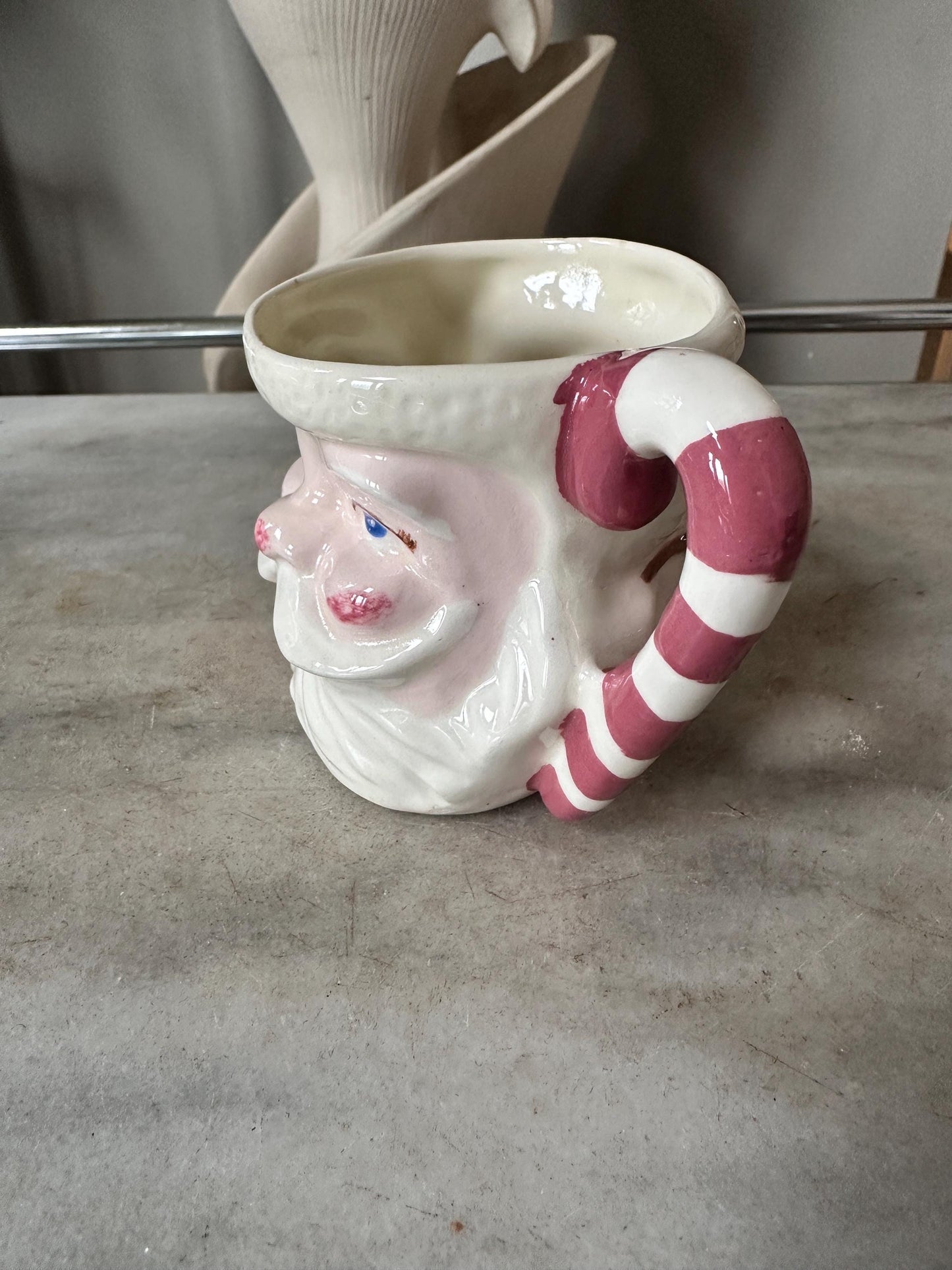Vintage-Style Hand-Glazed Double-Faced Santa Mug – Mid-Century Inspired Christmas Ceramic, Ceramic Mold / Craft Piece