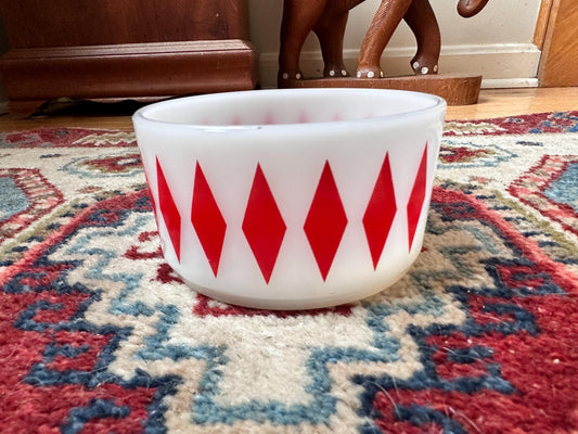 Vintage Fire-King Harlequin Diamond Milk Glass Bowl - Red – Stackable Retro Kitchenware