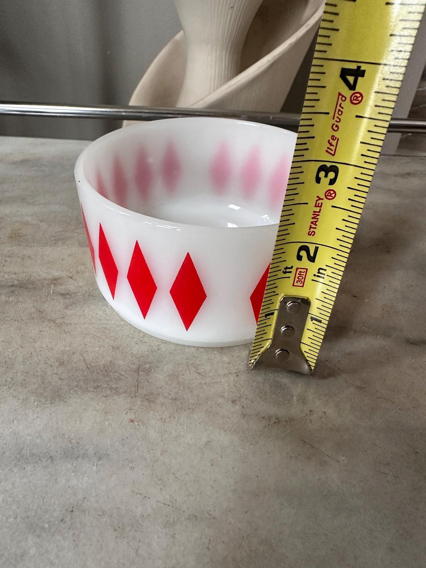 Vintage Fire-King Harlequin Diamond Milk Glass Bowl - Red – Stackable Retro Kitchenware