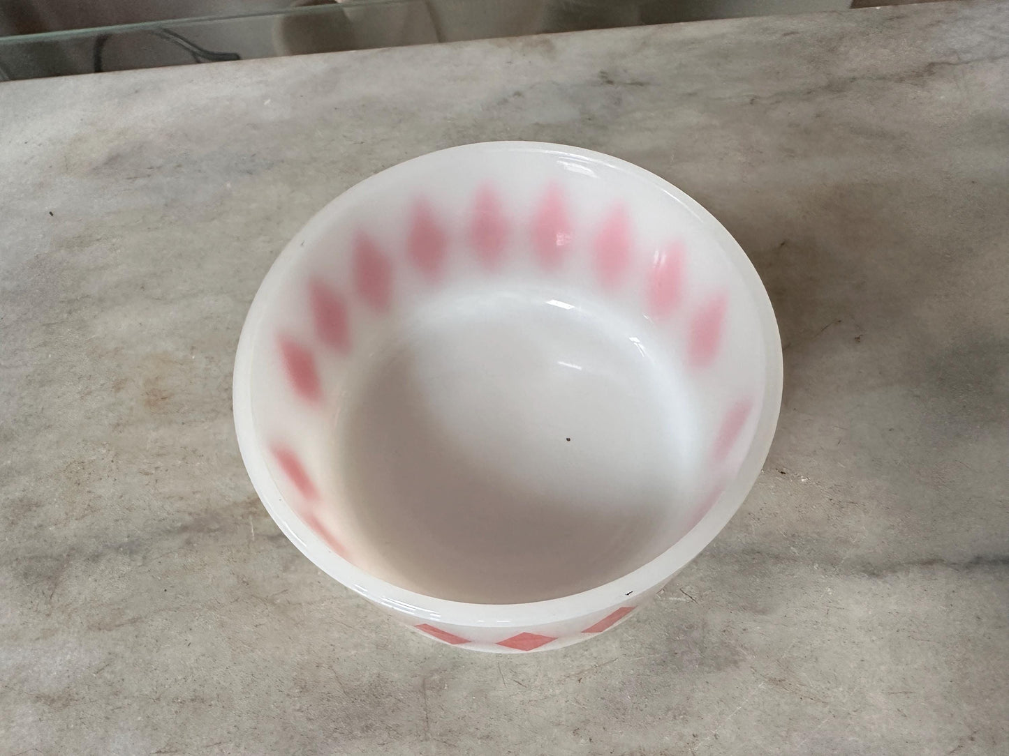 Vintage Fire-King Harlequin Diamond Milk Glass Bowl - Red – Stackable Retro Kitchenware