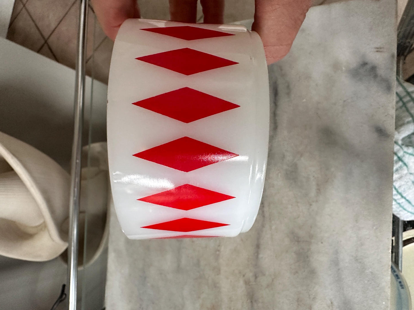 Vintage Fire-King Harlequin Diamond Milk Glass Bowl - Red – Stackable Retro Kitchenware