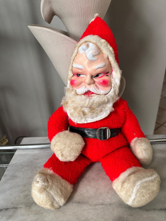 1950s Rubber Face Santa Doll | Vintage Plush Christmas Decor