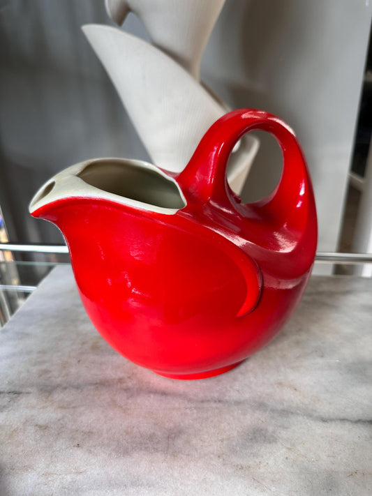 Vintage Hall China Ball Jug Pitcher – Chinese Red Mid-Century Ceramic Serving Piece