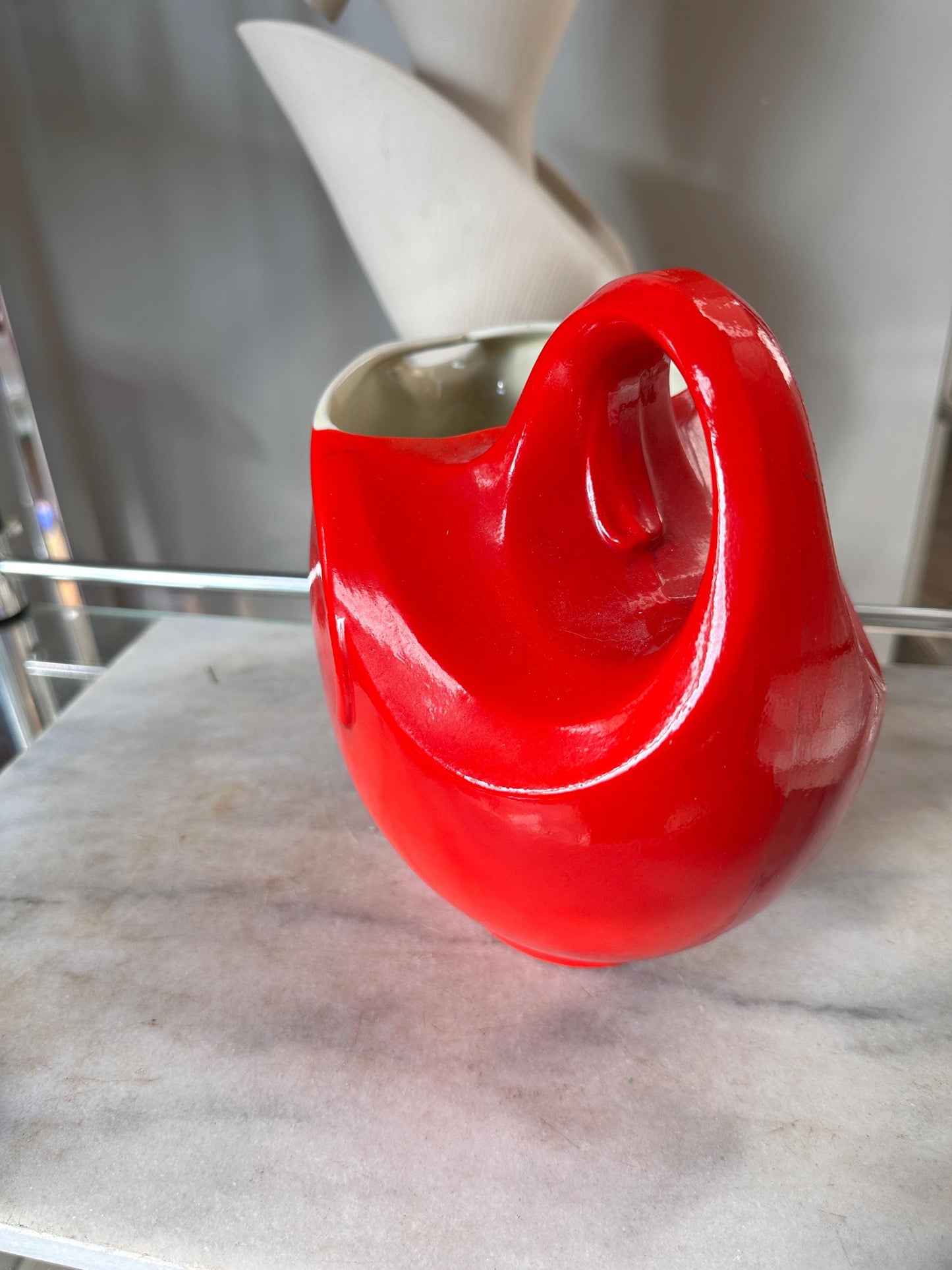 Vintage Hall China Ball Jug Pitcher – Chinese Red Mid-Century Ceramic Serving Piece